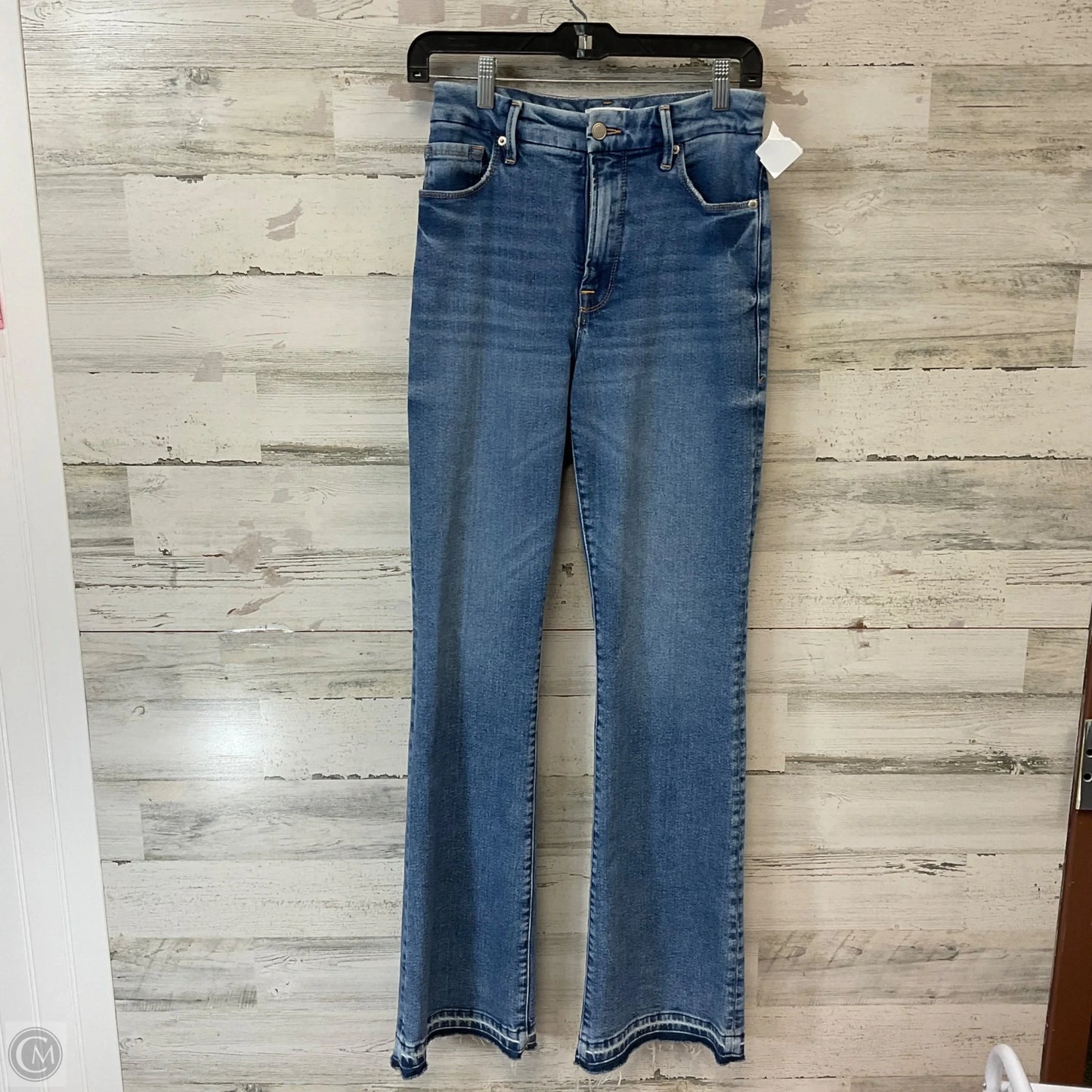 Jeans Flared By Good American In Blue Denim, Size: 4