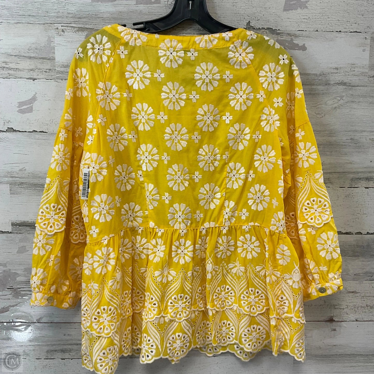 Blouse 3/4 Sleeve By John Mark In Yellow, Size: S