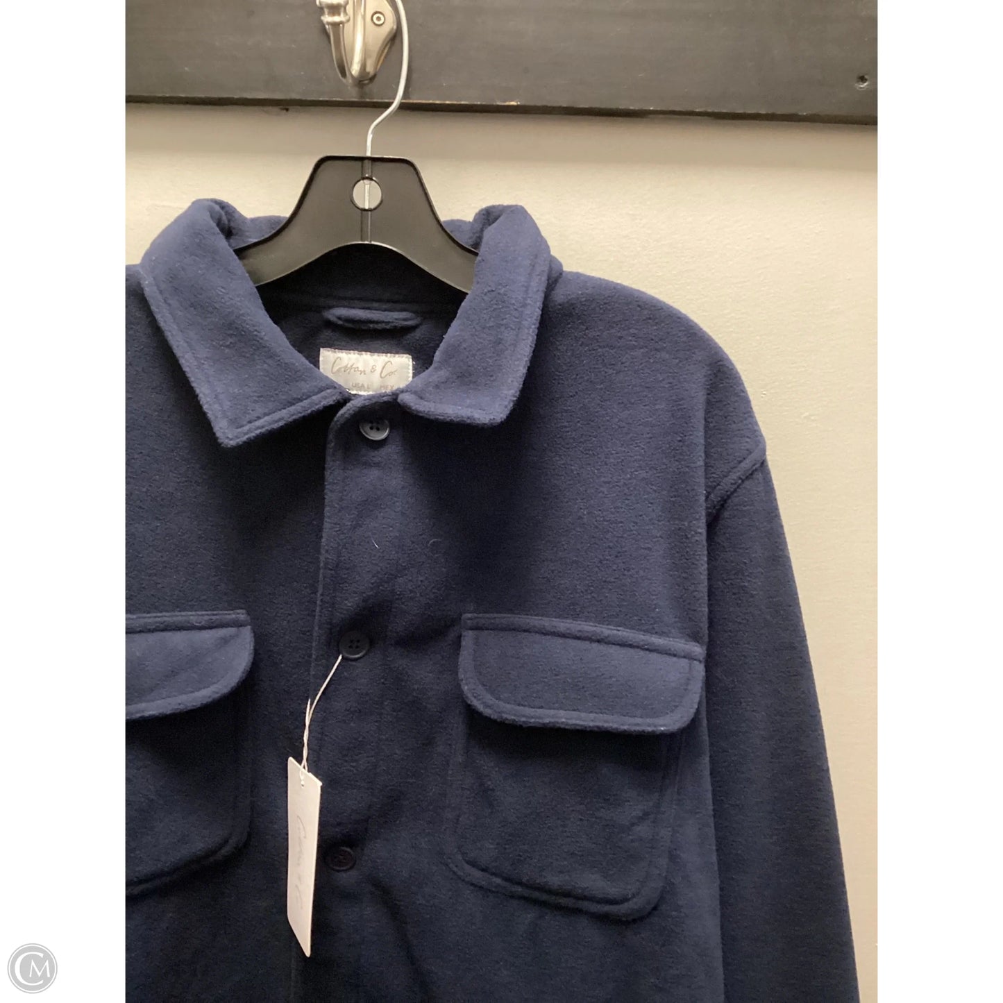 Jacket Shirt By Cotton & Co In Blue, Size: L