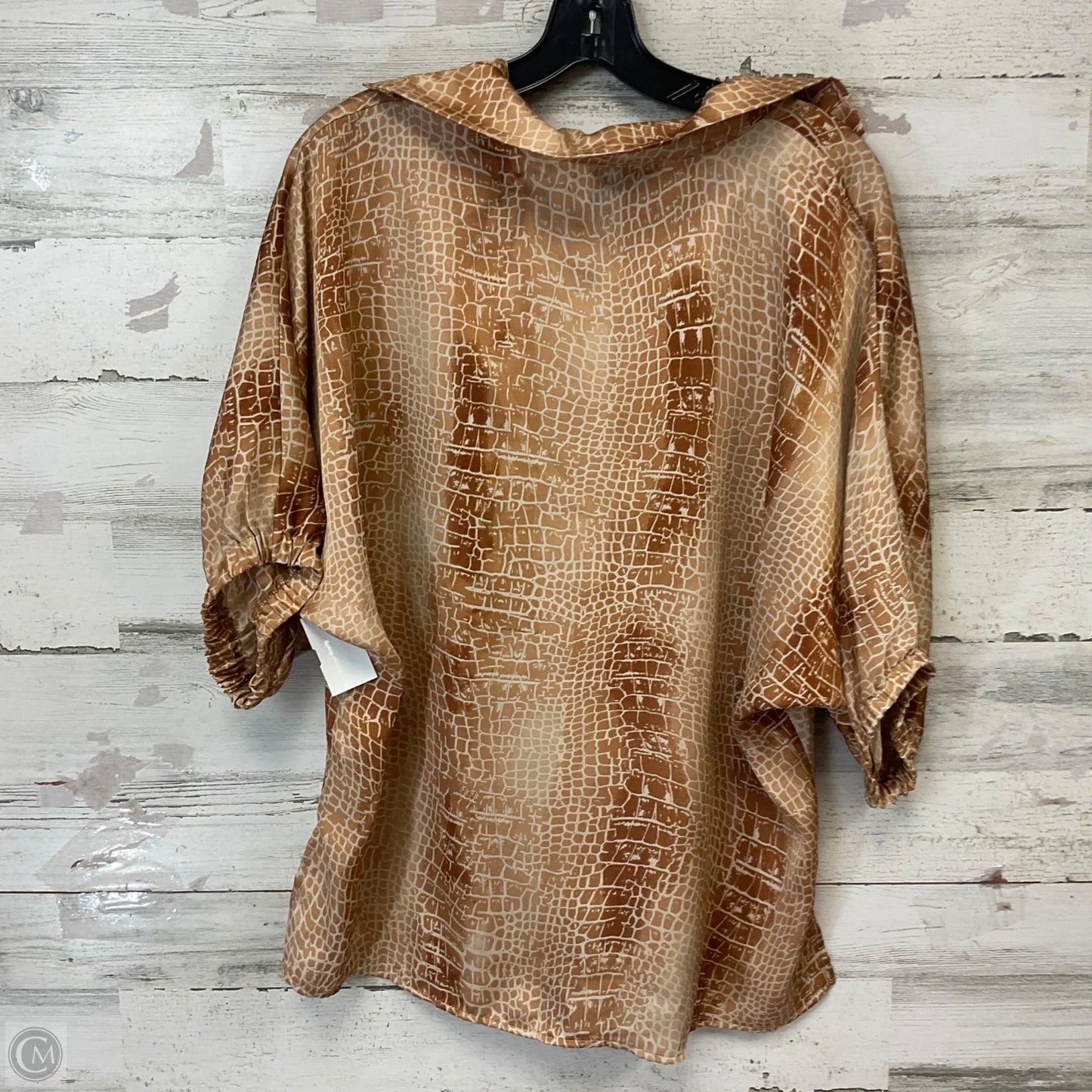 Blouse Short Sleeve By ADRIENNE In Brown, Size: L