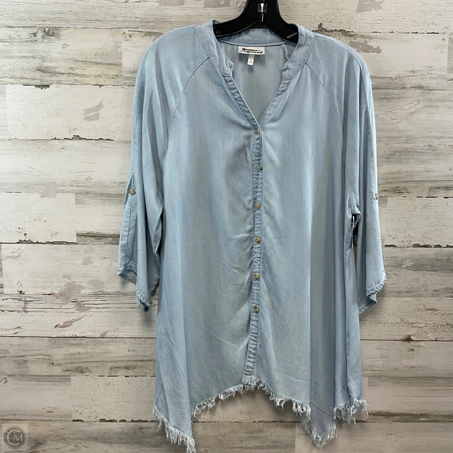 Blouse 3/4 Sleeve By Clothes Mentor In Blue, Size: L