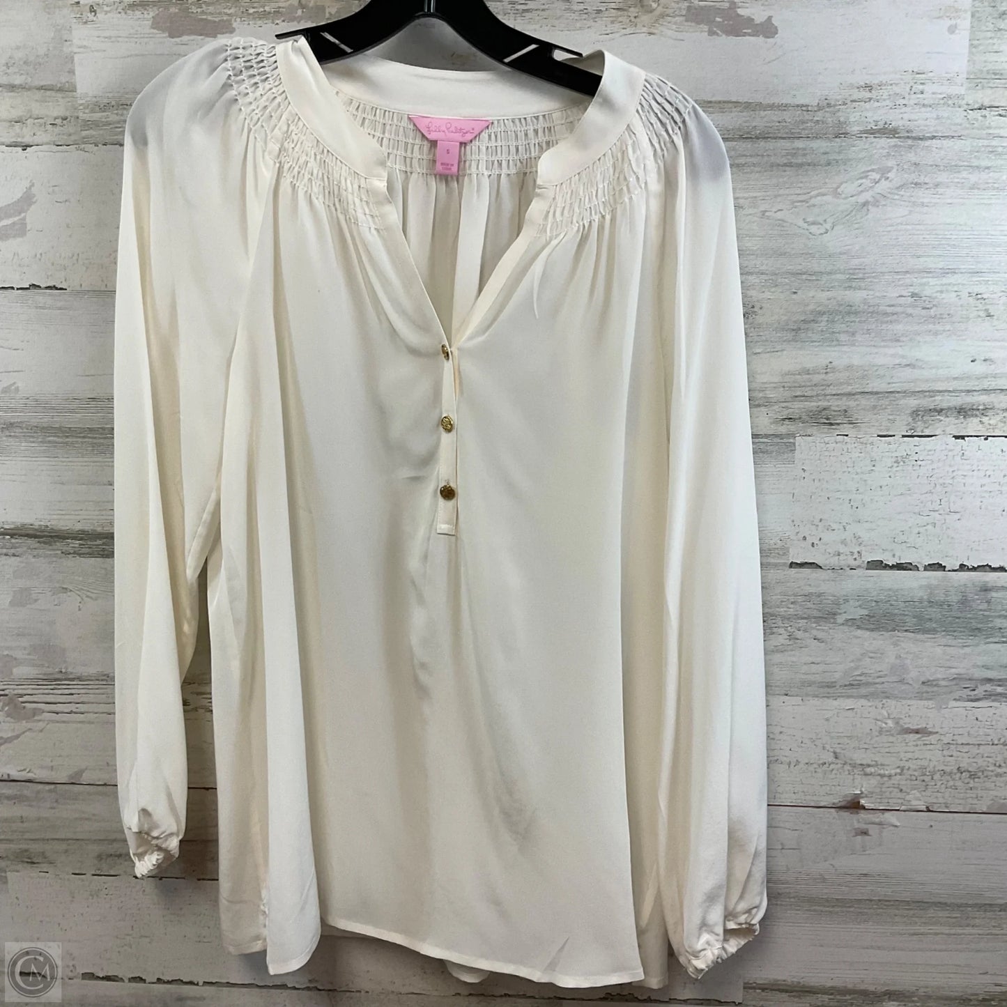 Blouse Long Sleeve By Lilly Pulitzer In Cream, Size: S
