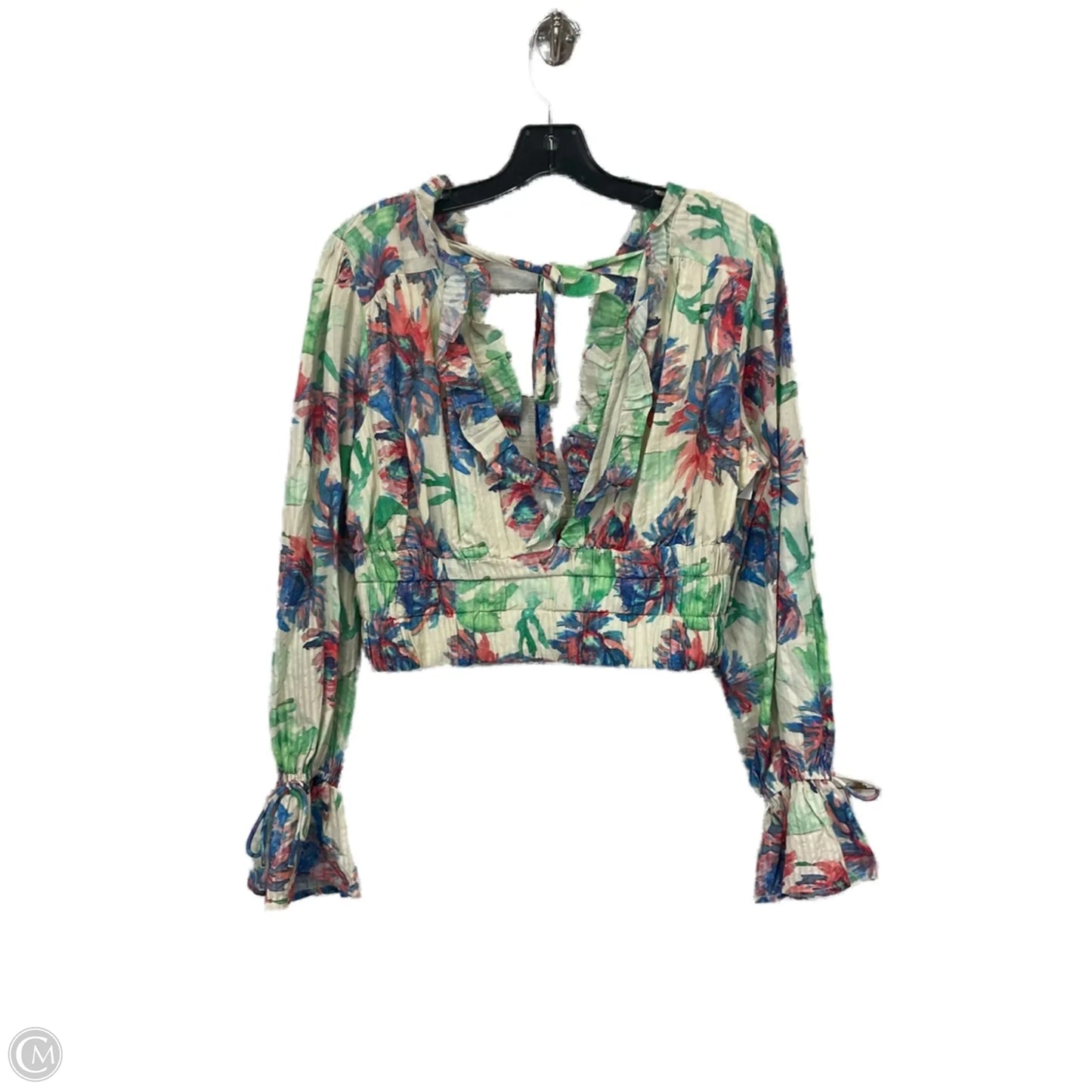 Top Long Sleeve By Anthropologie In Blue & Green, Size: M