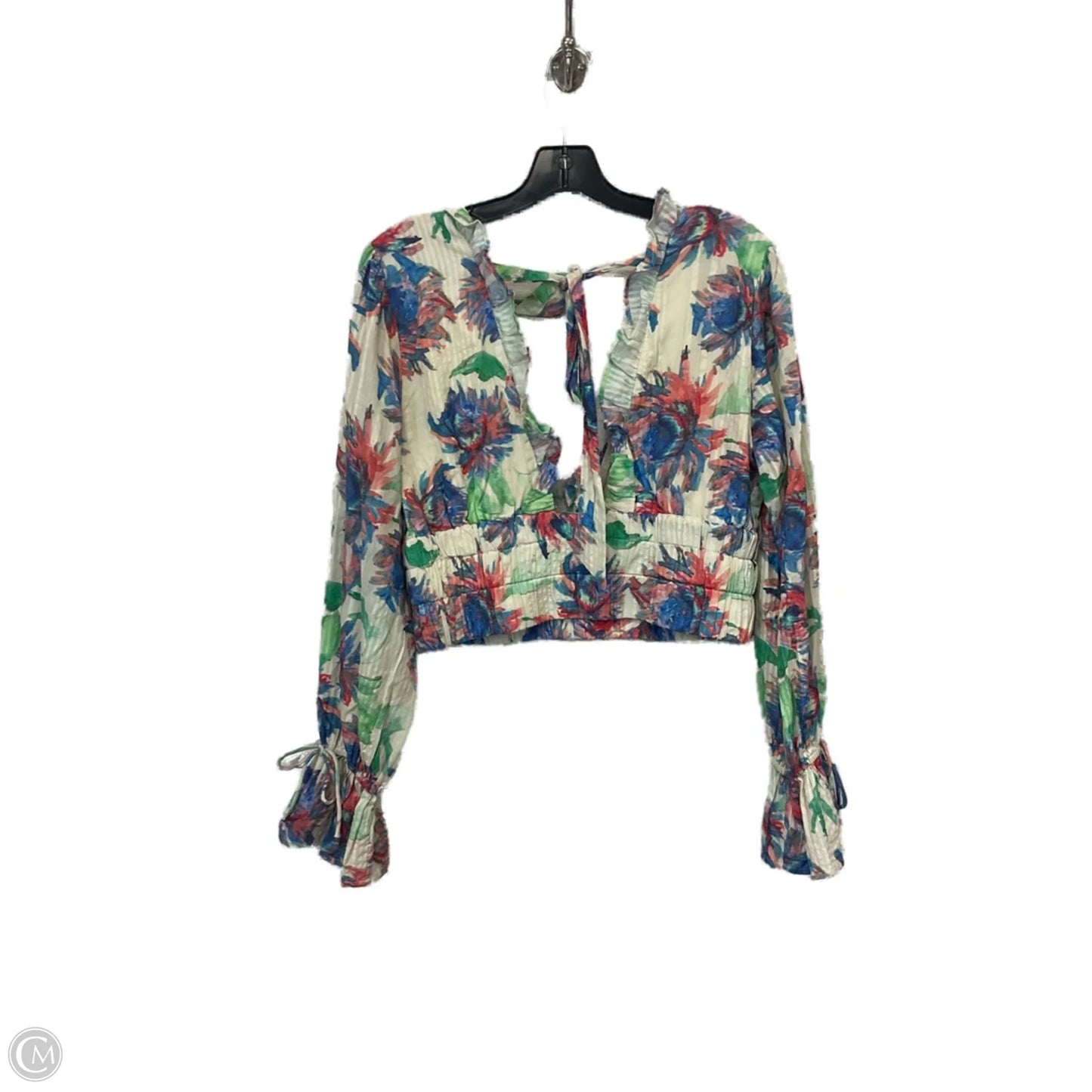 Top Long Sleeve By Anthropologie In Blue & Green, Size: M