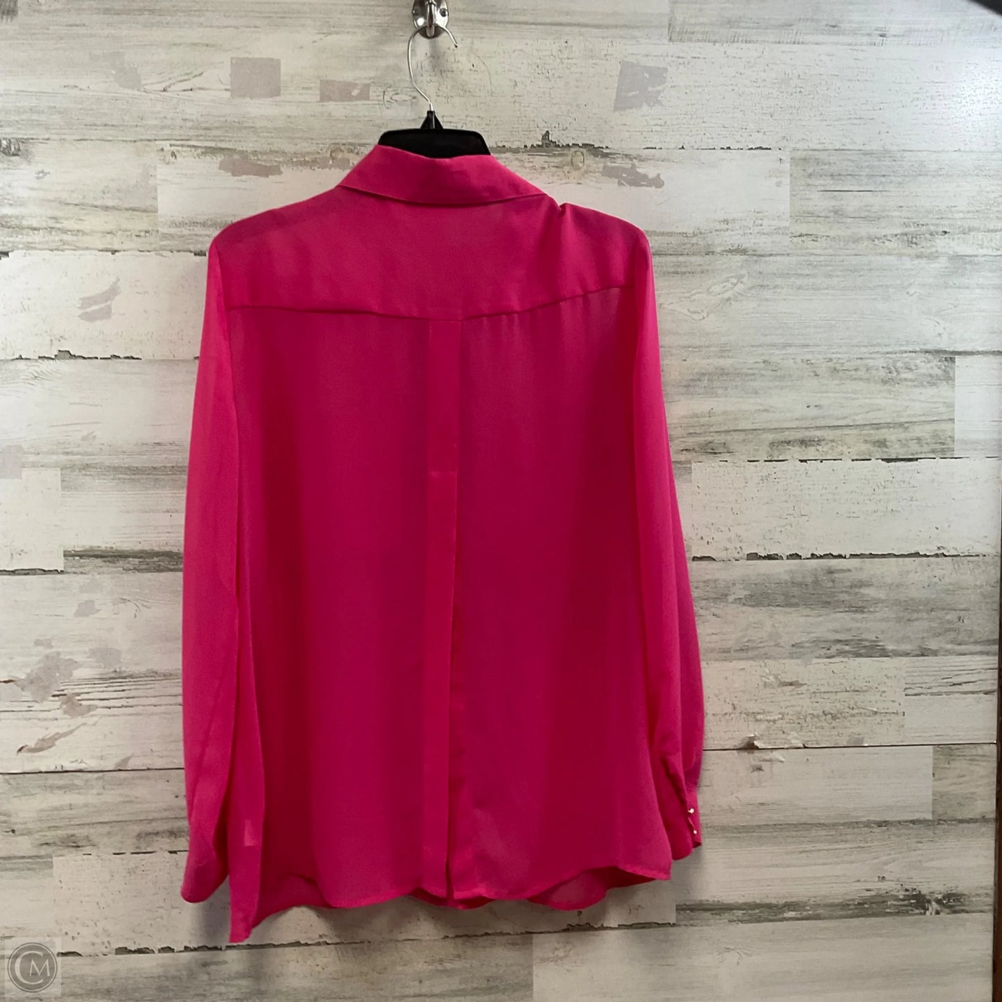 Blouse Long Sleeve By Bisou Bisou In Pink, Size: L