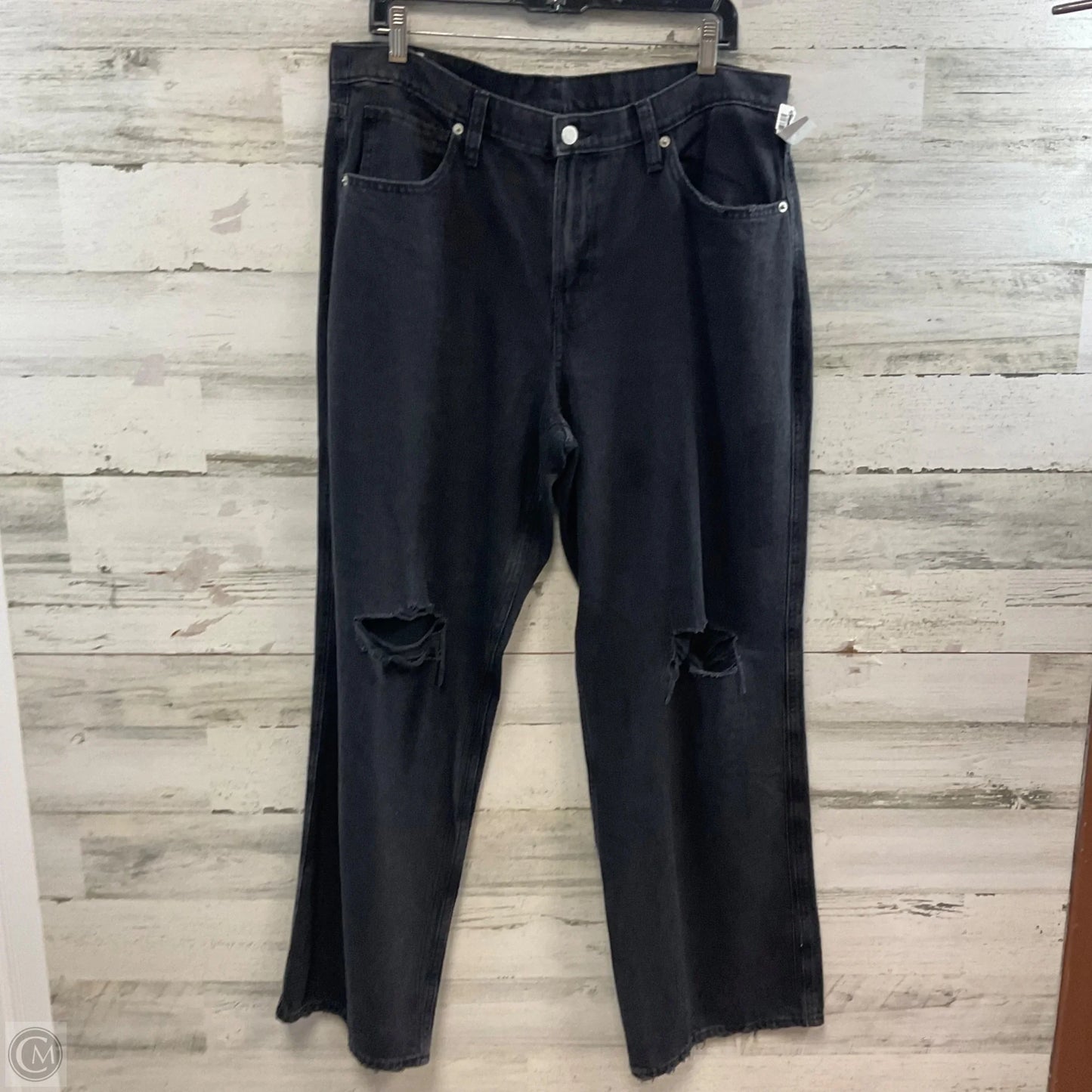 Jeans Straight By Gap In Black Denim, Size: 14
