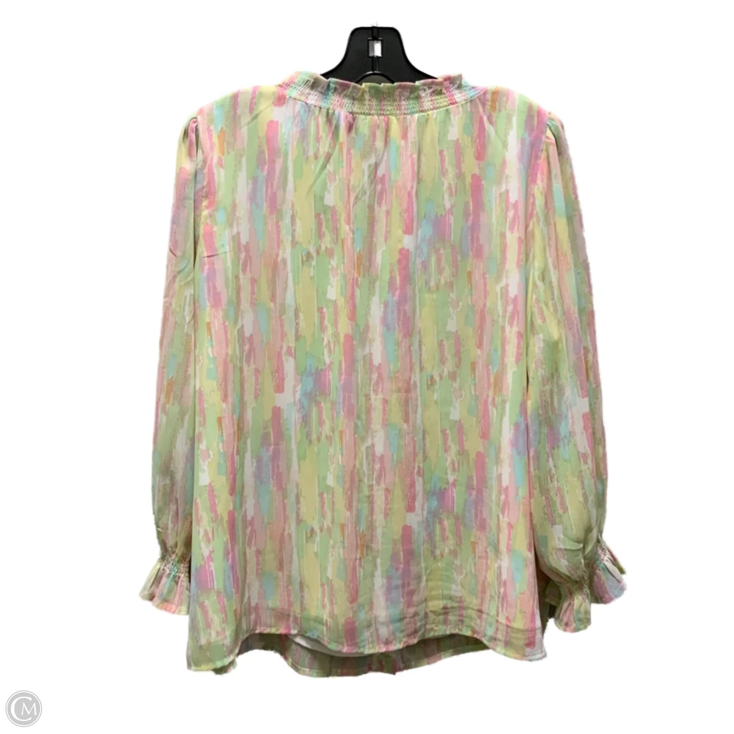 Blouse Long Sleeve By Entro In Green & Pink, Size: M