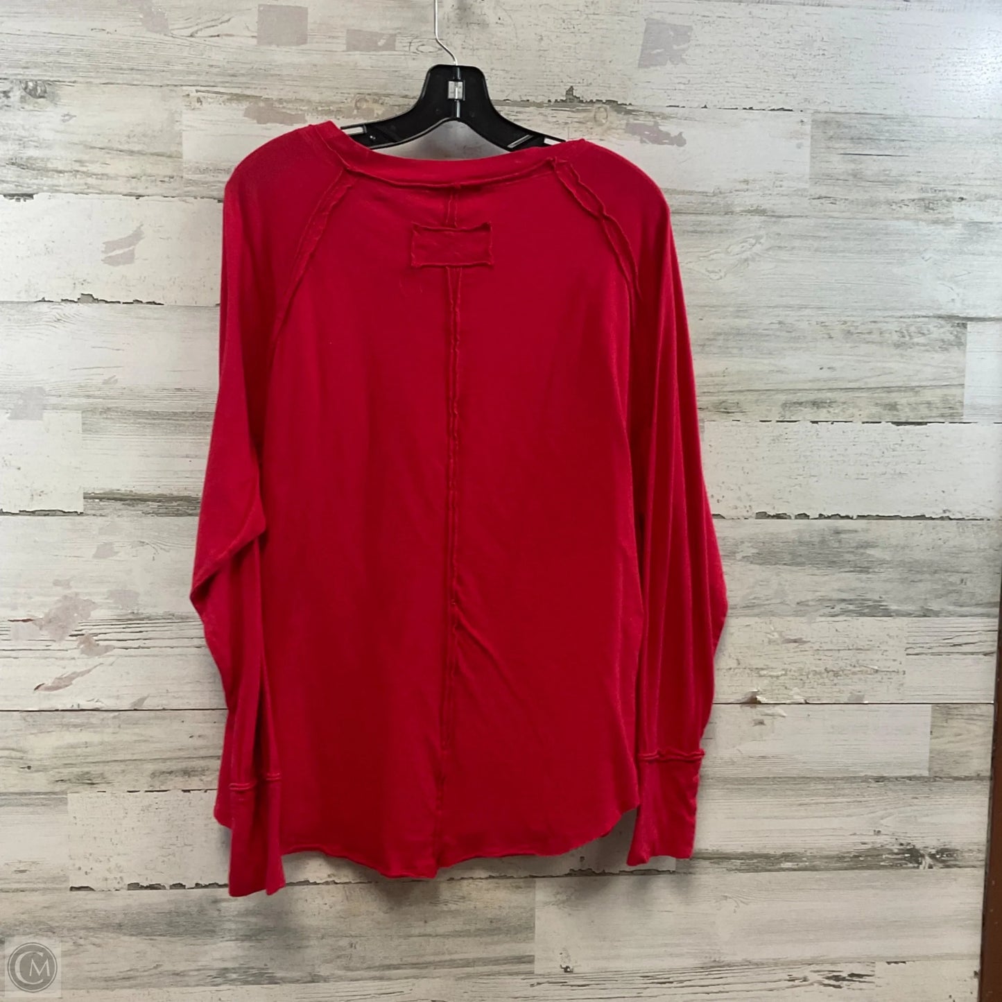 Top Long Sleeve Basic By Zenana Outfitters In Red, Size: L