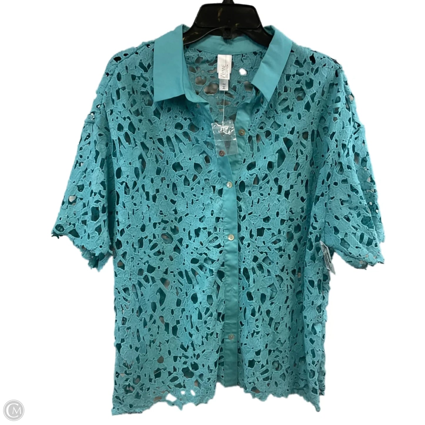Blouse Short Sleeve By WYNNE In Blue, Size: 1x