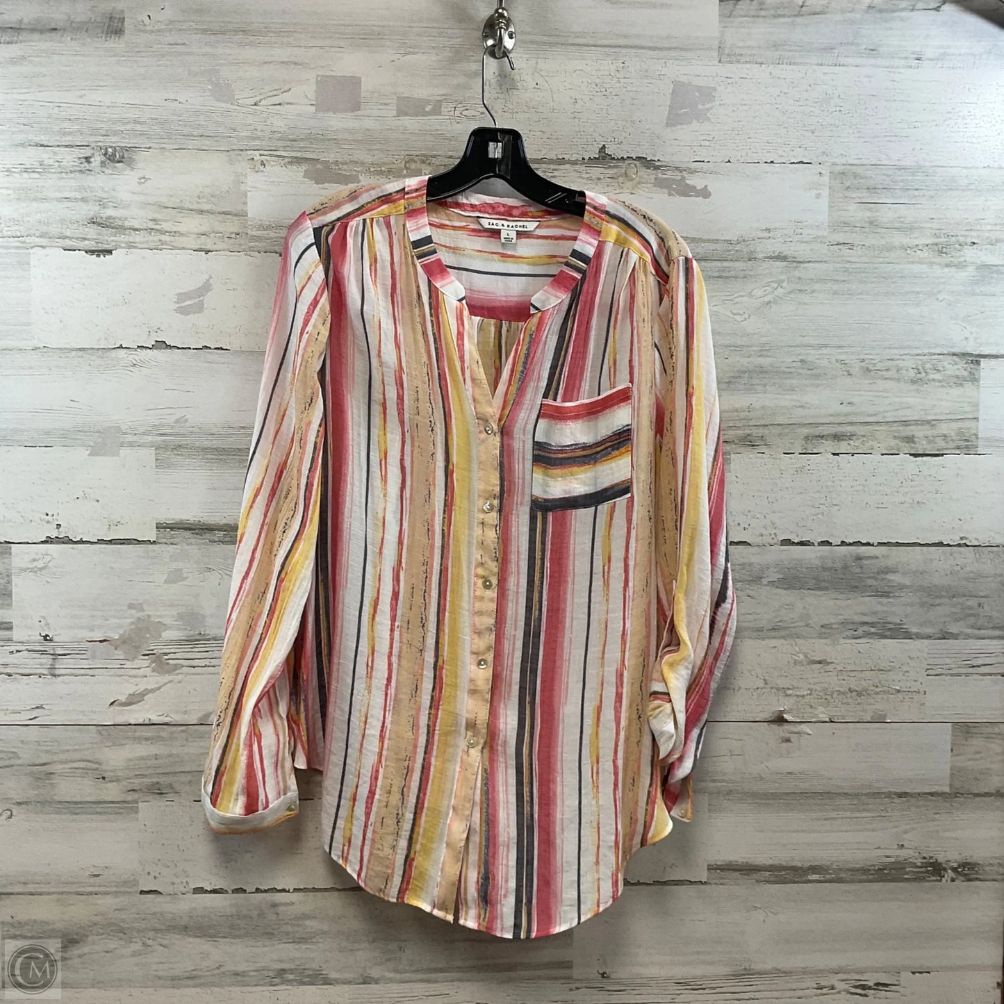 Blouse Long Sleeve By Zac And Rachel In Red, Size: L