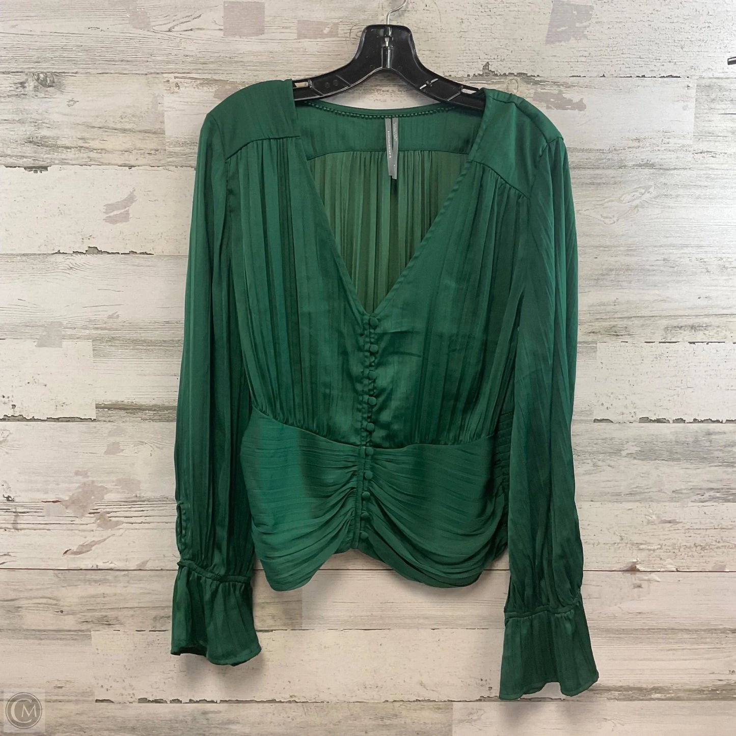 Blouse Long Sleeve By Anthropologie In Green, Size: L