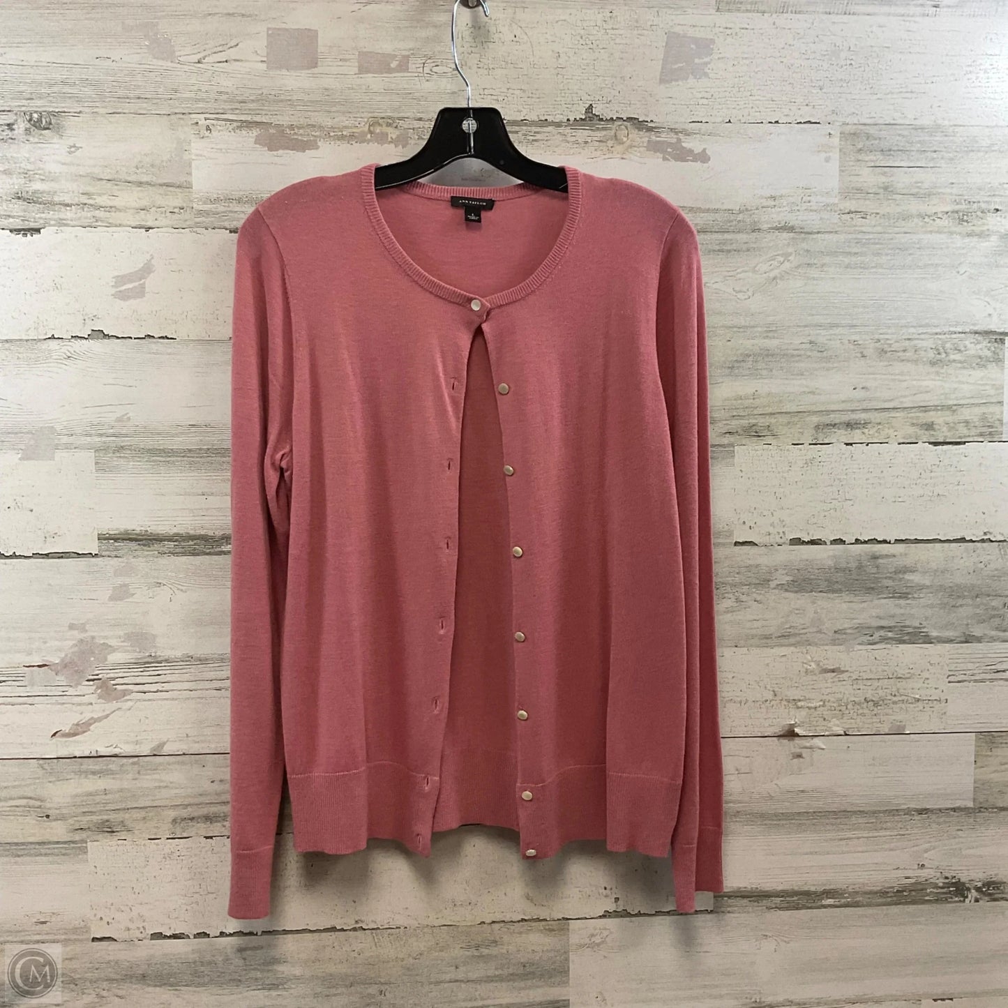 Sweater Cardigan By Ann Taylor In Pink, Size: L