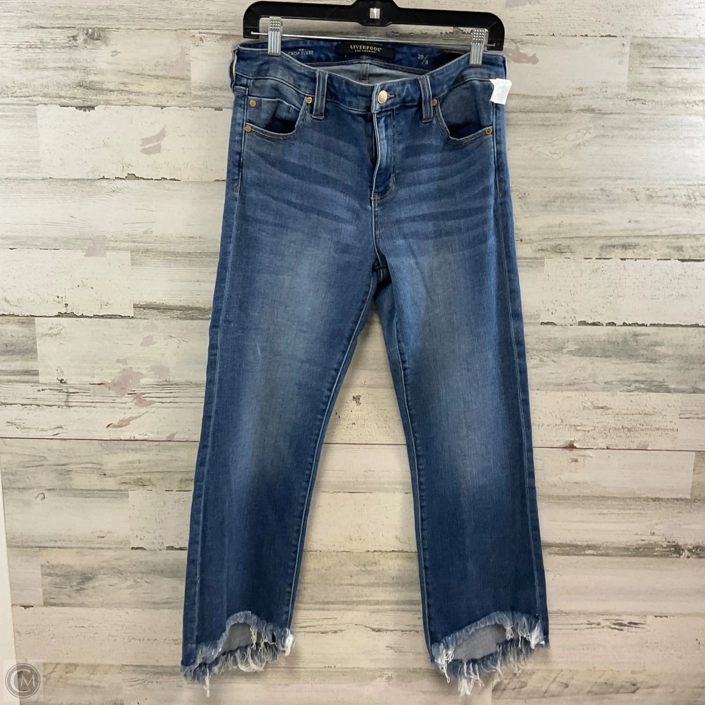 Jeans Cropped By Liverpool In Blue Denim, Size: 8