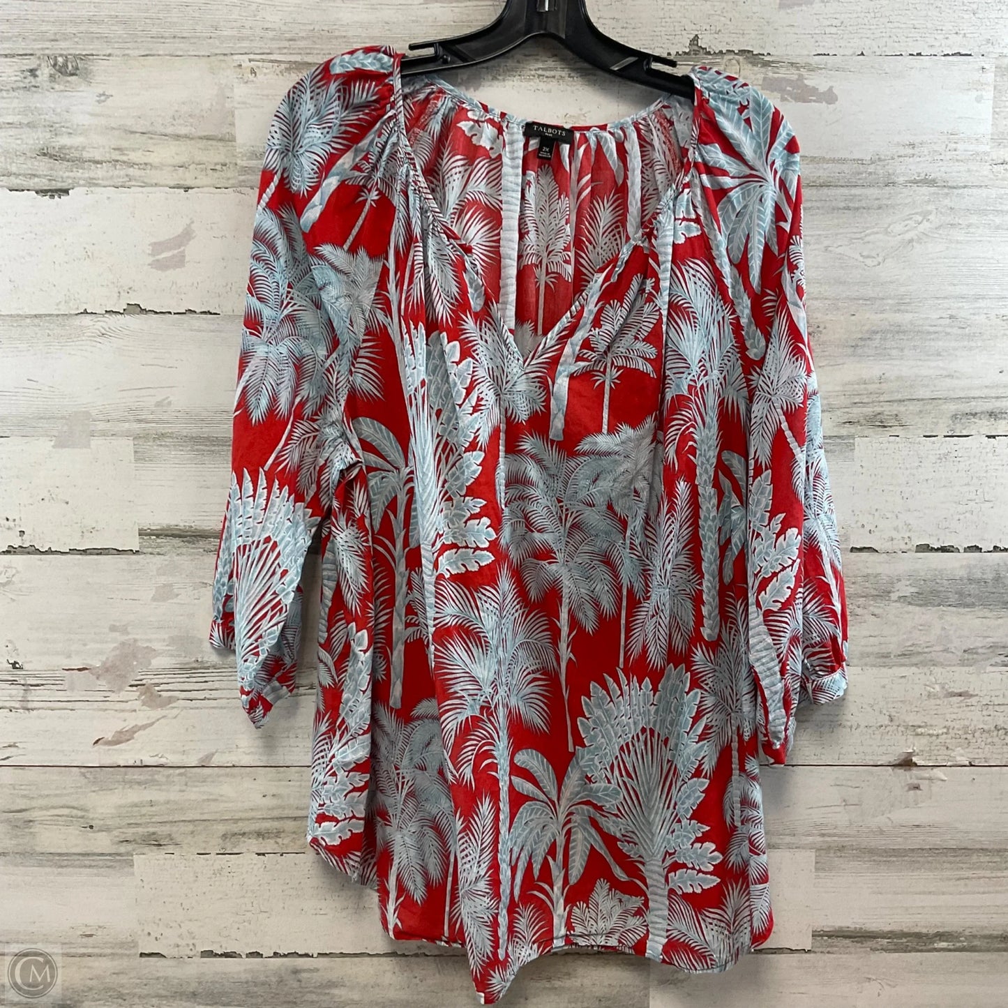 Blouse 3/4 Sleeve By Talbots In Red, Size: 2x