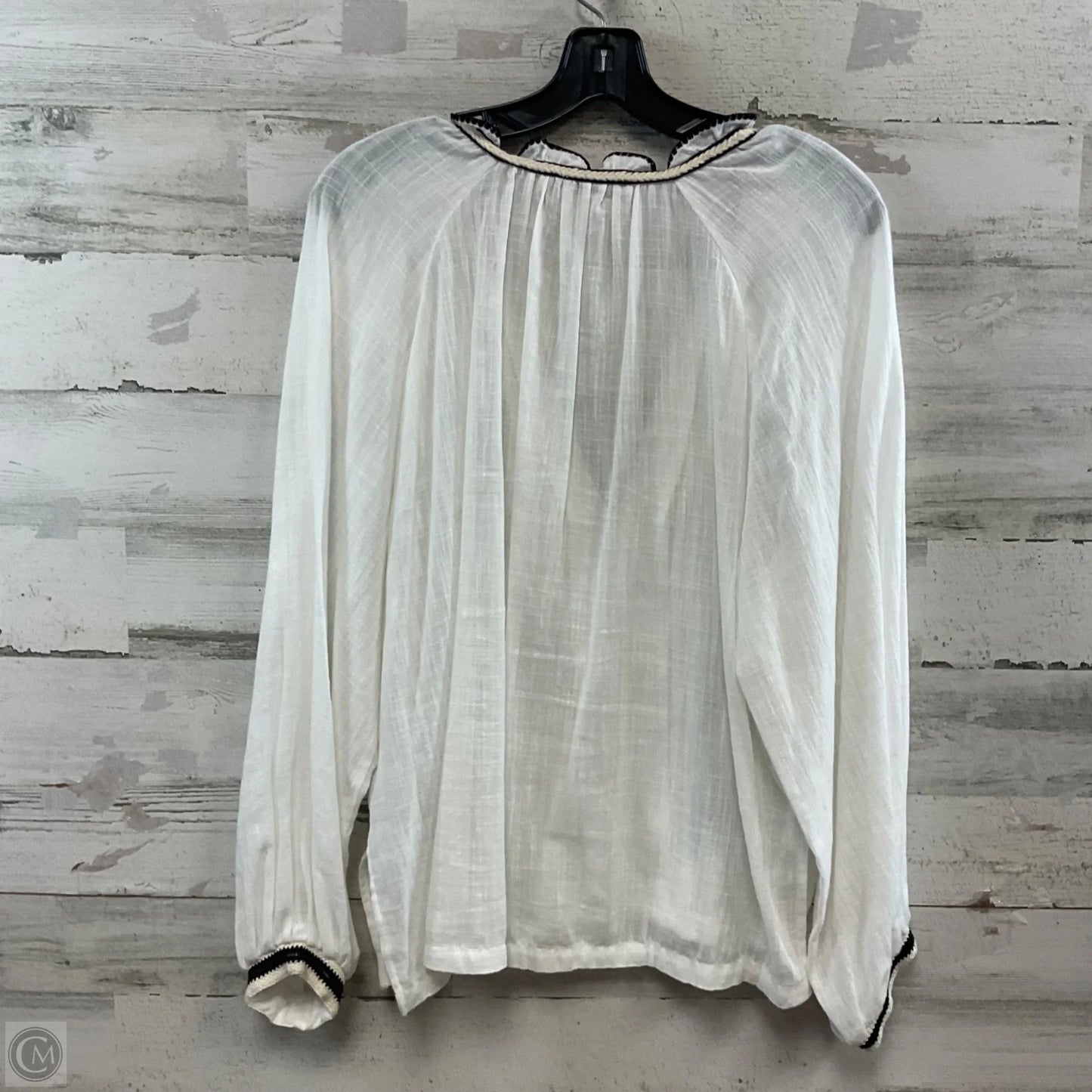 Blouse Long Sleeve By Zara In White, Size: M