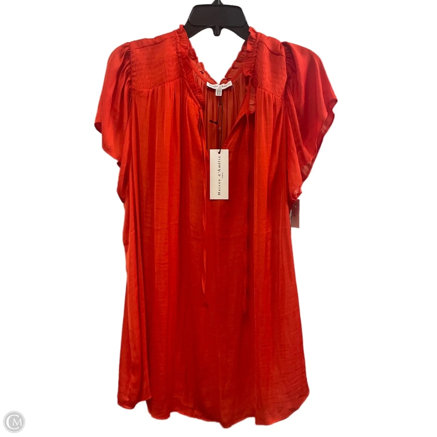 Blouse Short Sleeve By Maison Damelie In Orange, Size: 3x