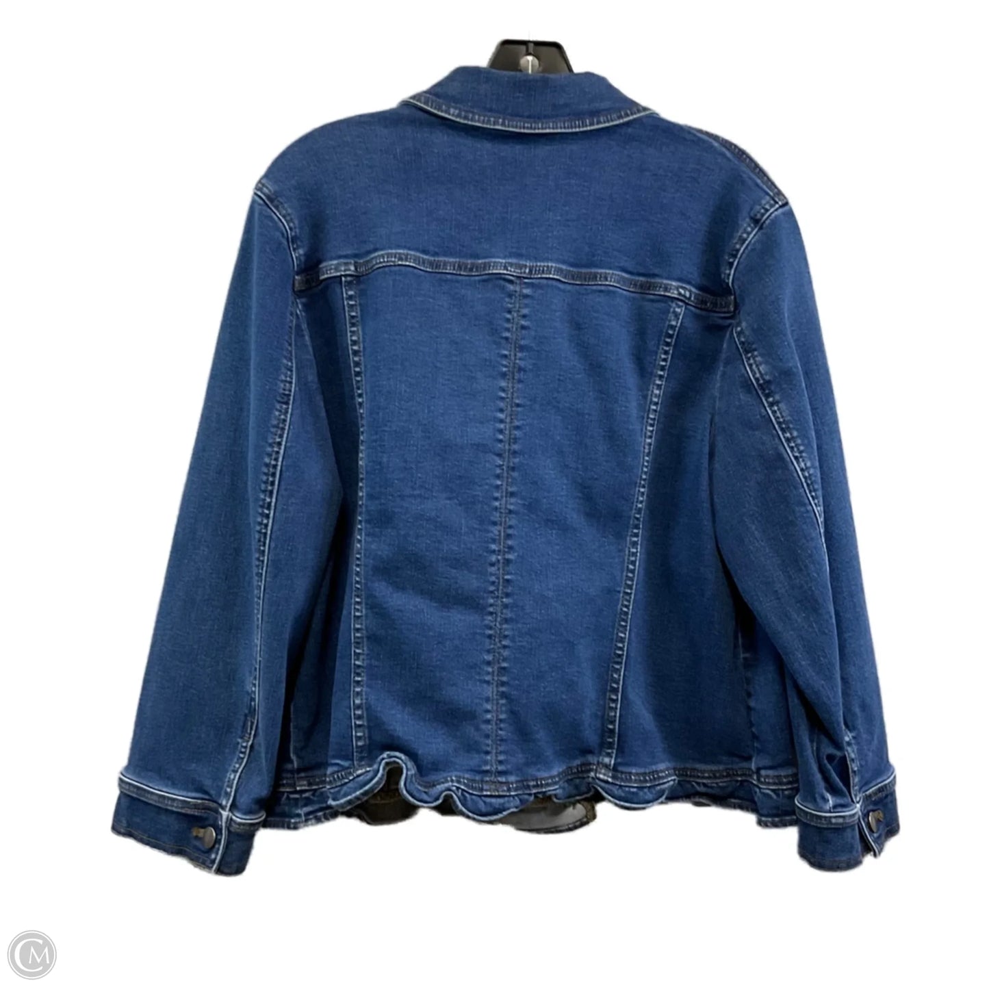 Jacket Denim By Chicos In Blue Denim, Size: Xl