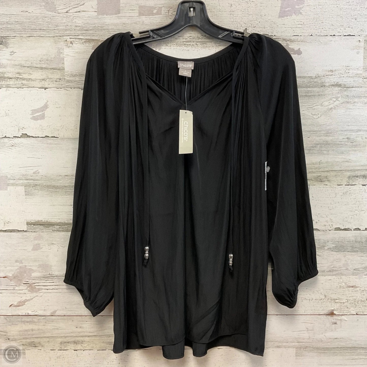 Blouse Long Sleeve By Chicos In Black, Size: M