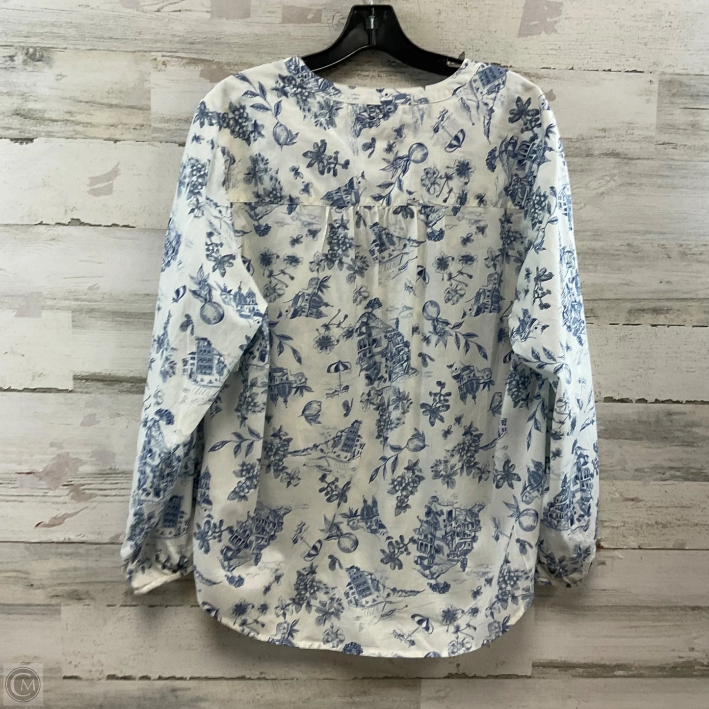Blouse Long Sleeve By Lucky Brand In Blue, Size: L