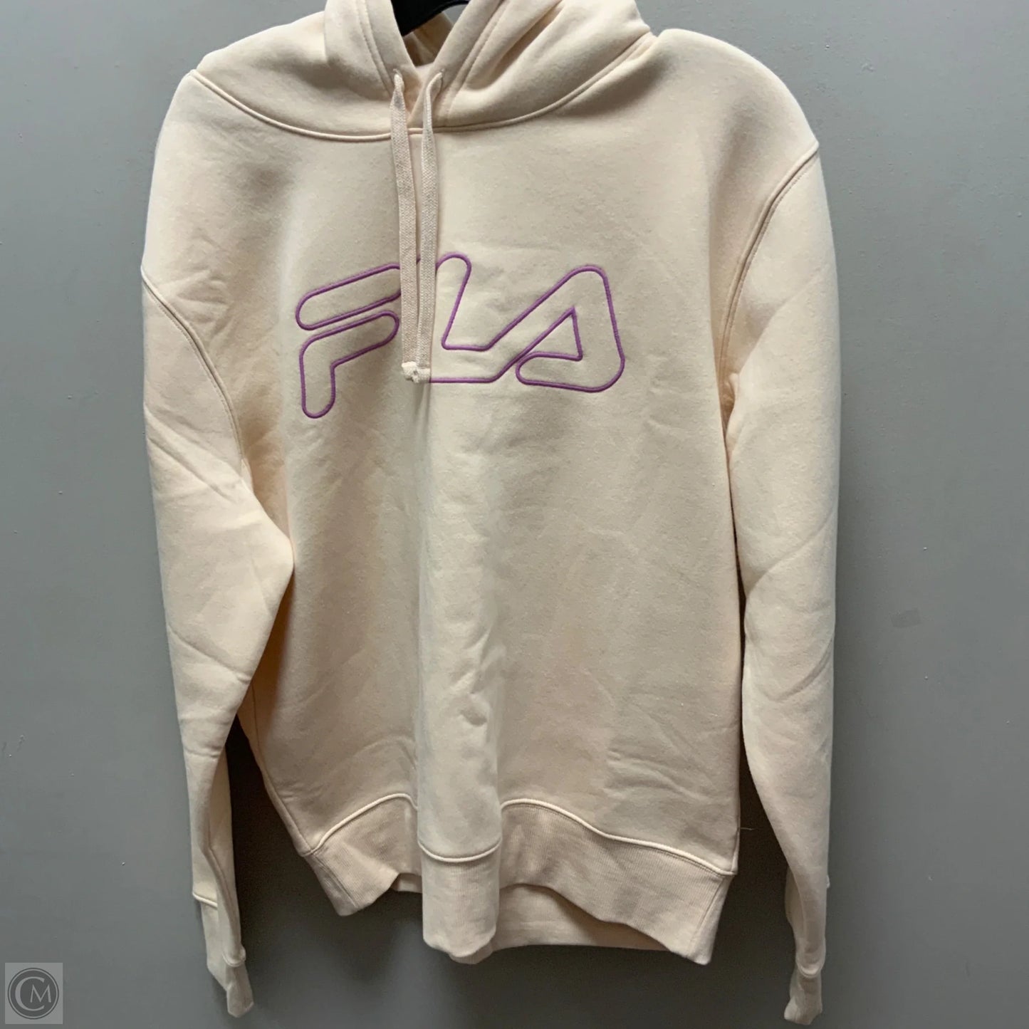 Athletic Sweatshirt Hoodie By Fila In Cream, Size: L