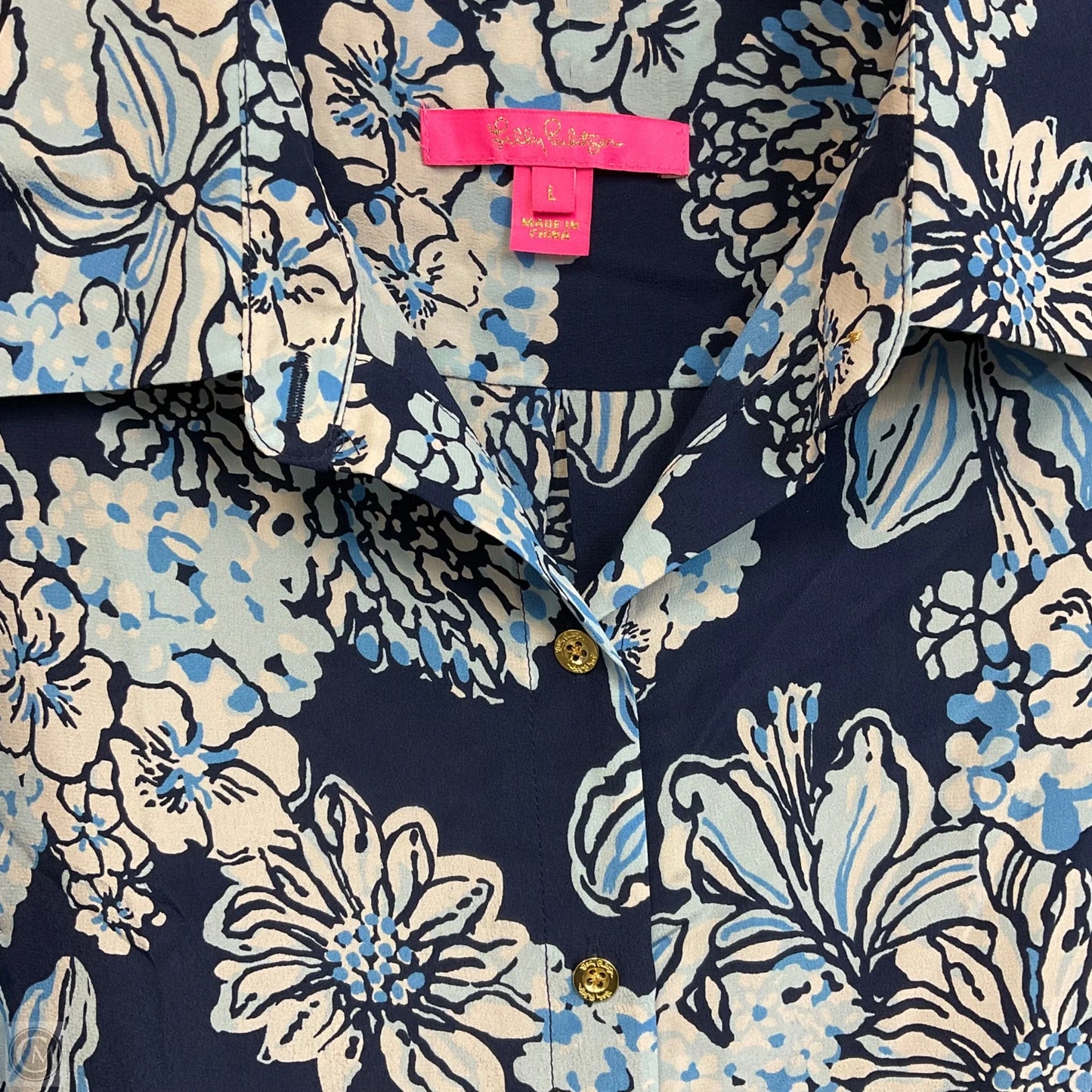 Blouse Long Sleeve By Lilly Pulitzer In Blue, Size: L