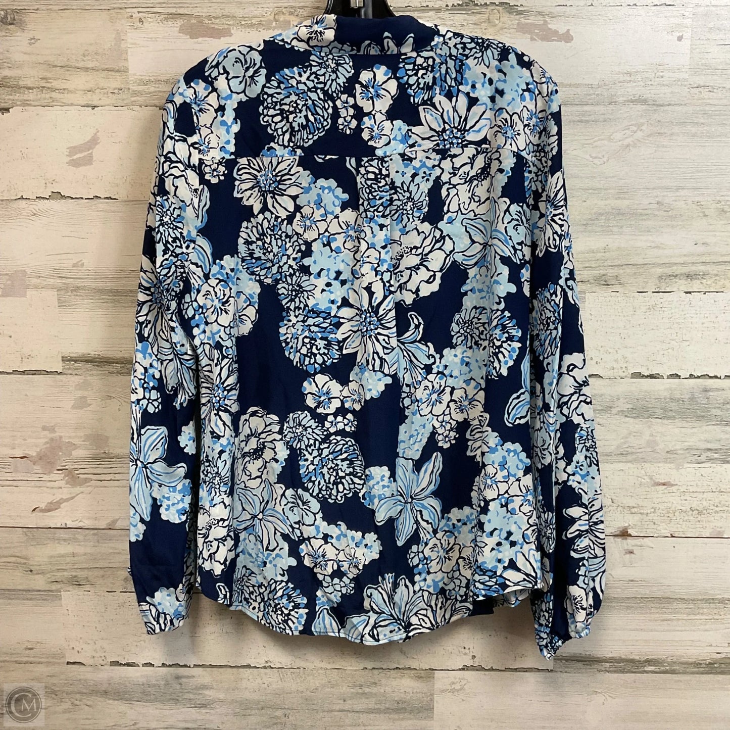 Blouse Long Sleeve By Lilly Pulitzer In Blue, Size: L