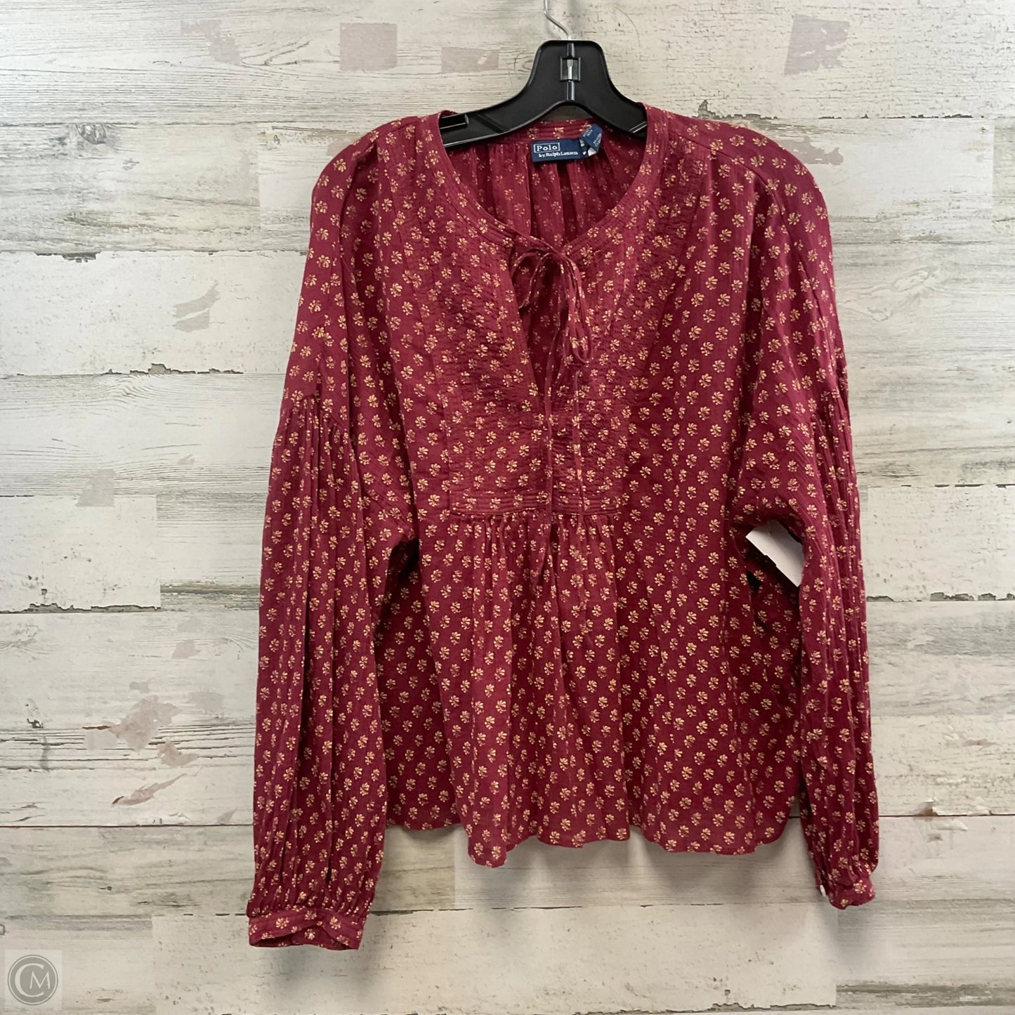 Blouse Long Sleeve By Polo Ralph Lauren In Red, Size: L