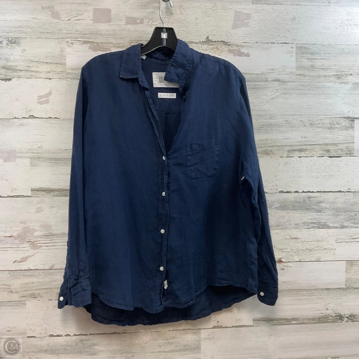 Blouse Long Sleeve By Grayson In Blue, Size: M