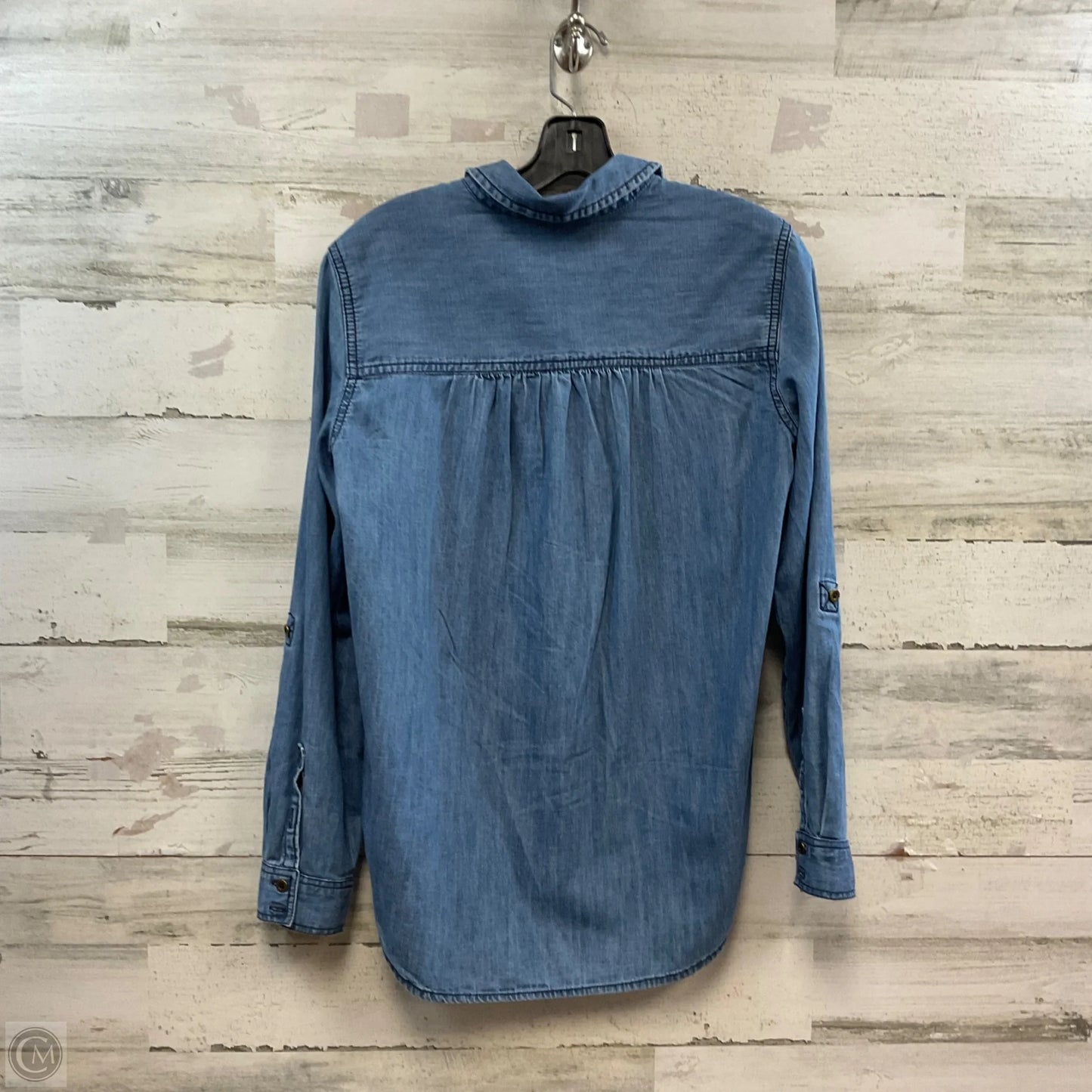 Blouse Long Sleeve By Pilcro In Blue Denim, Size: Xs