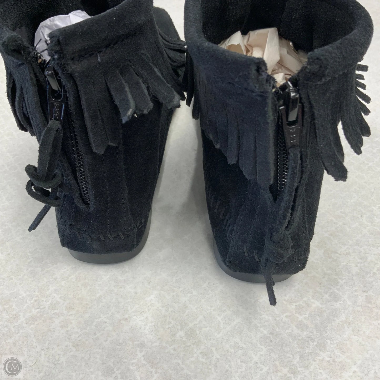 Boots Ankle Flats By Minnetonka In Black, Size: 9