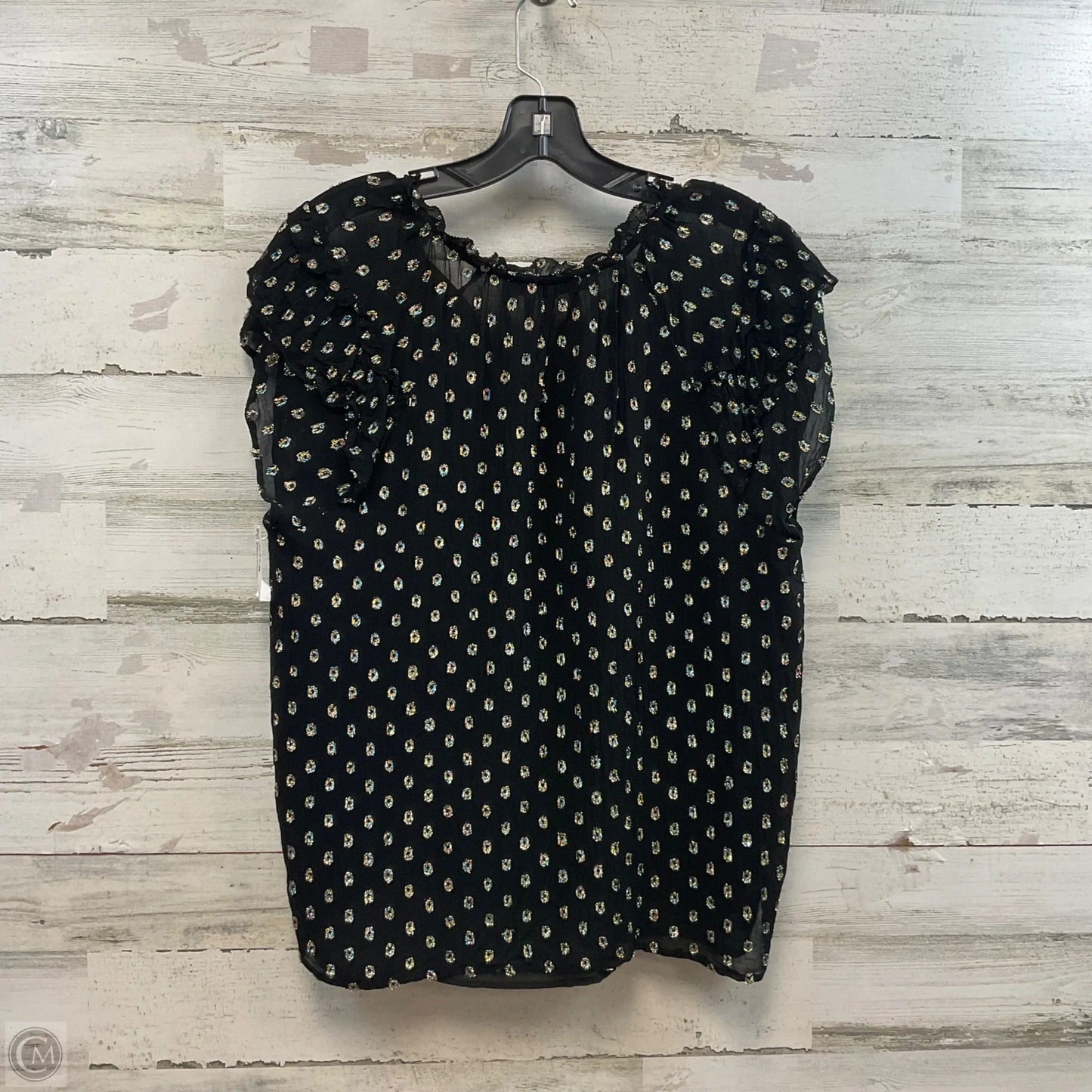 Blouse Short Sleeve By Loft In Black, Size: L
