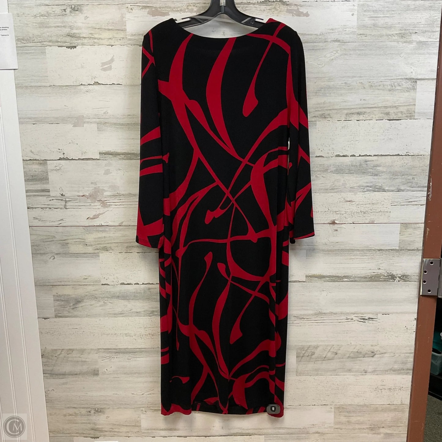 Dress Casual Midi By Chicos In Black & Red, Size: L