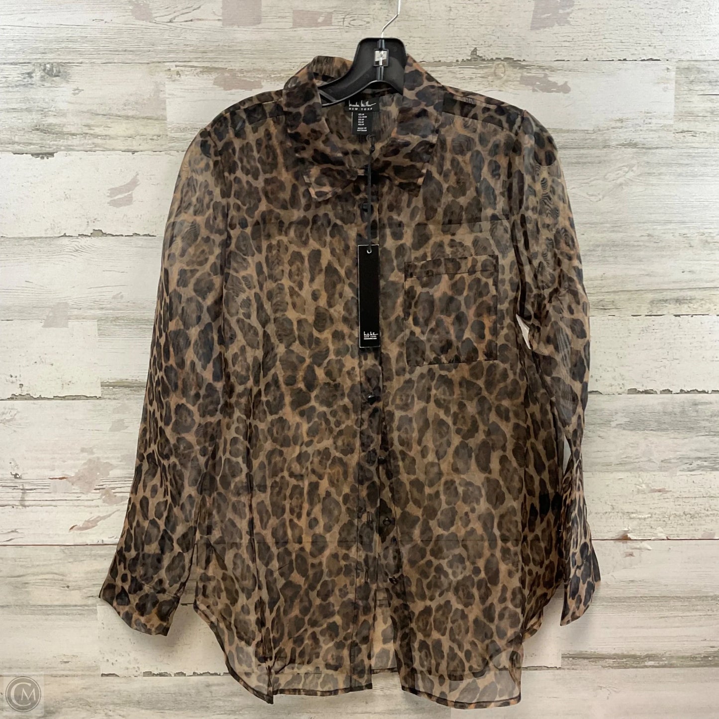 Blouse Long Sleeve By Nicole Miller In Animal Print, Size: M