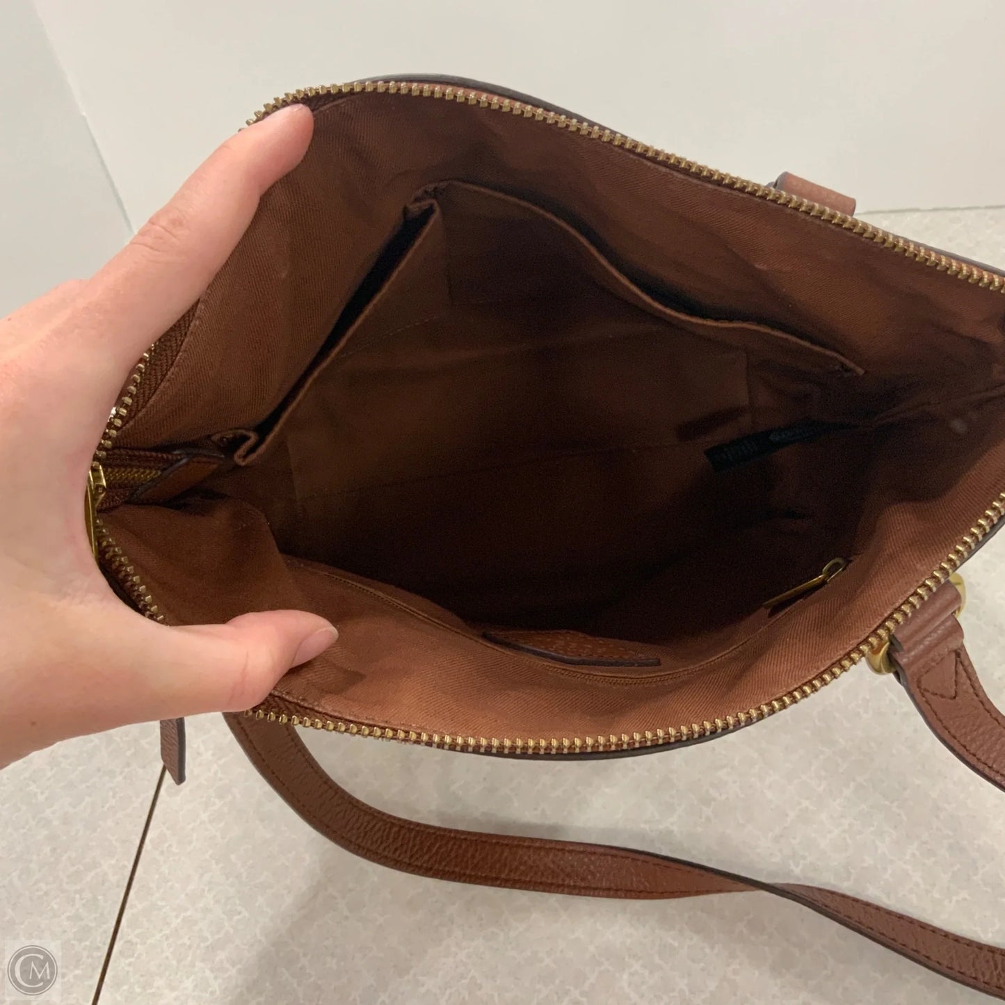 Handbag Leather By Fossil, Size: Small