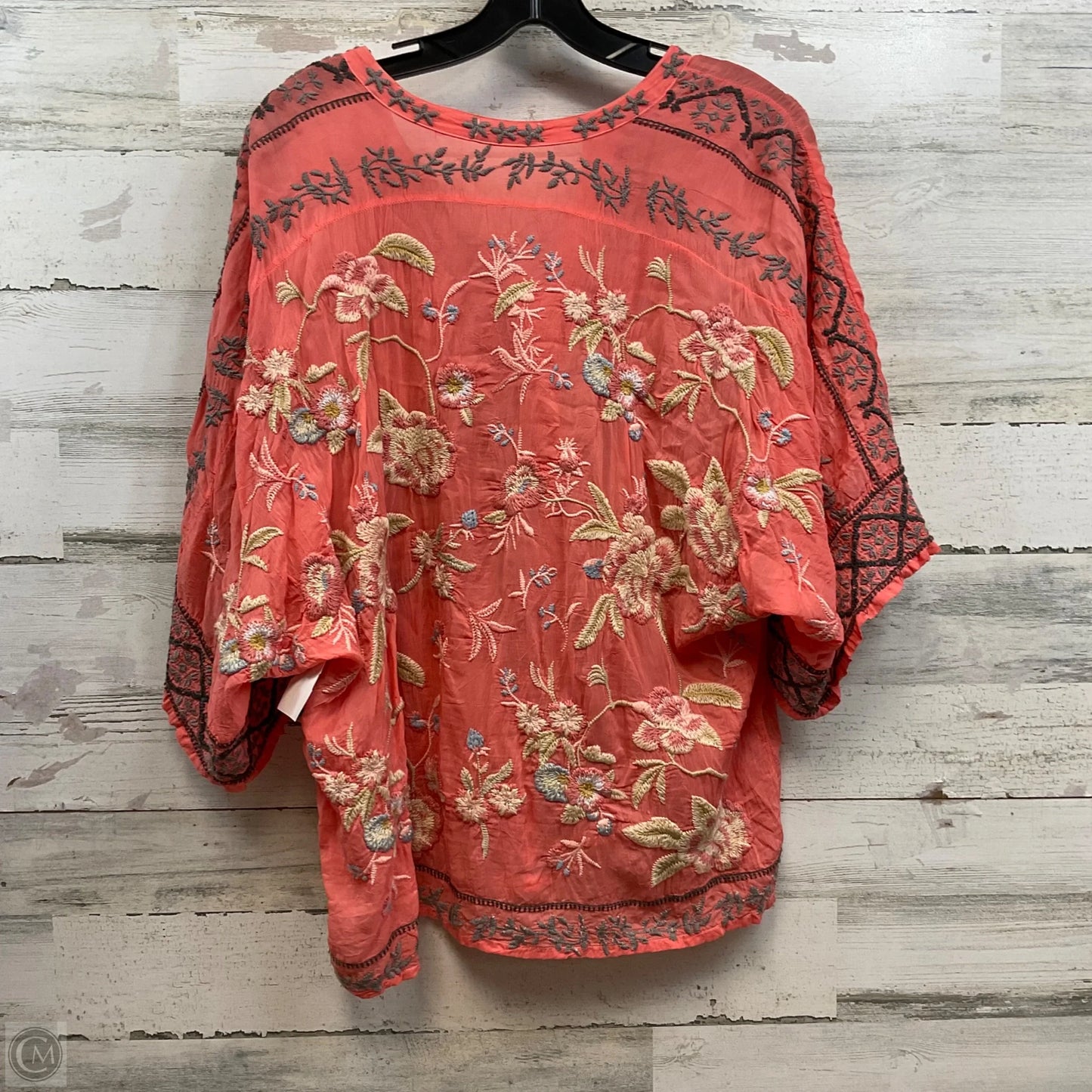Blouse Short Sleeve By Johnny Was In Orange, Size: M