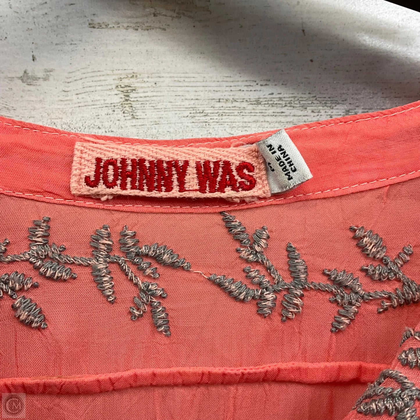 Blouse Short Sleeve By Johnny Was In Orange, Size: M
