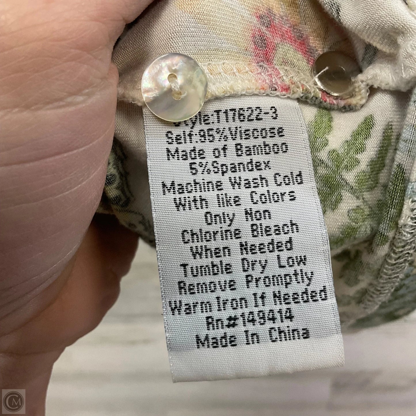 Top Short Sleeve By Johnny Was In Cream, Size: L