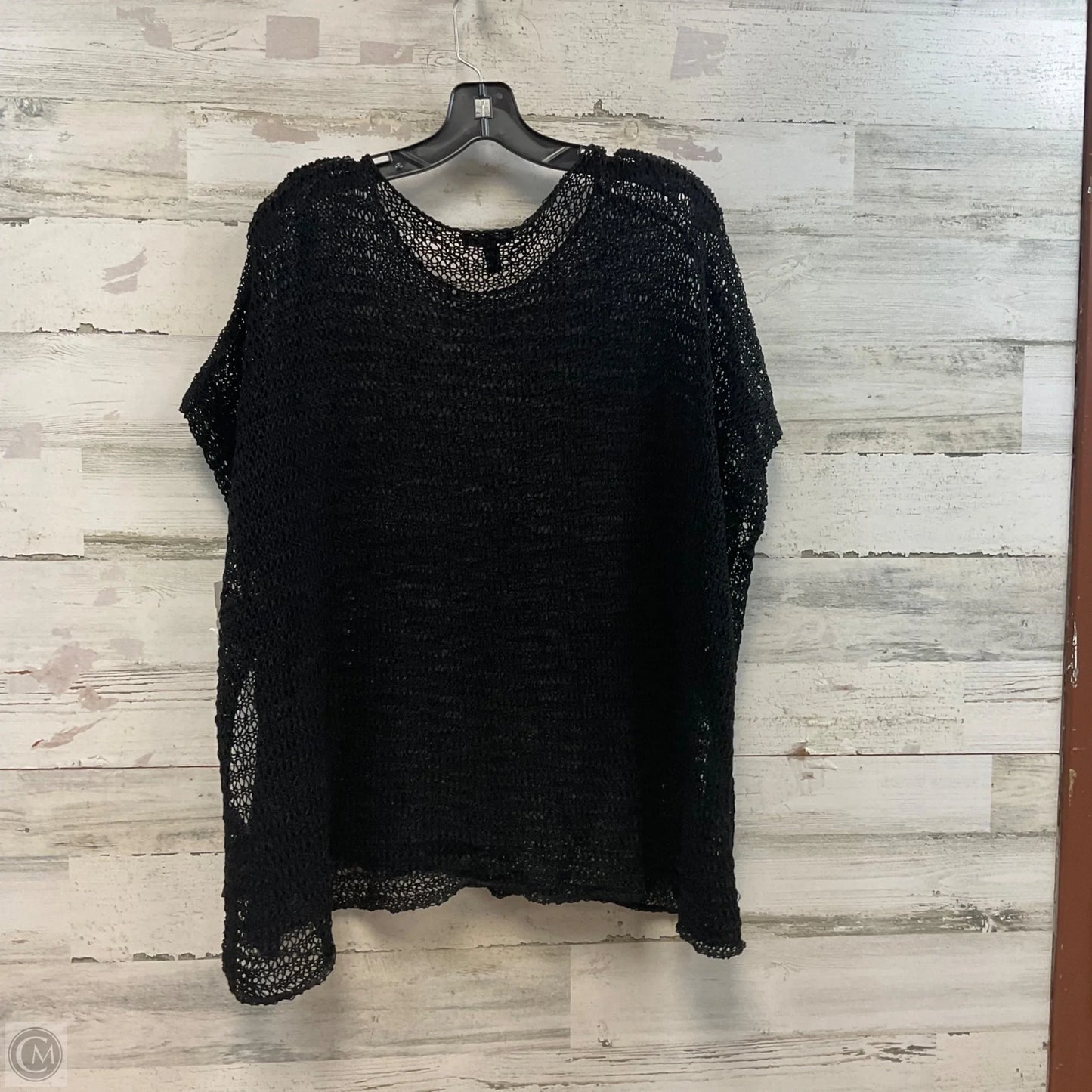 Sweater Short Sleeve By Eileen Fisher In Black, Size: L