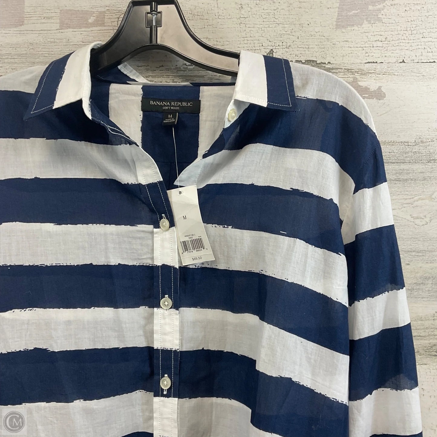 Blouse Long Sleeve By Banana Republic In Blue, Size: M