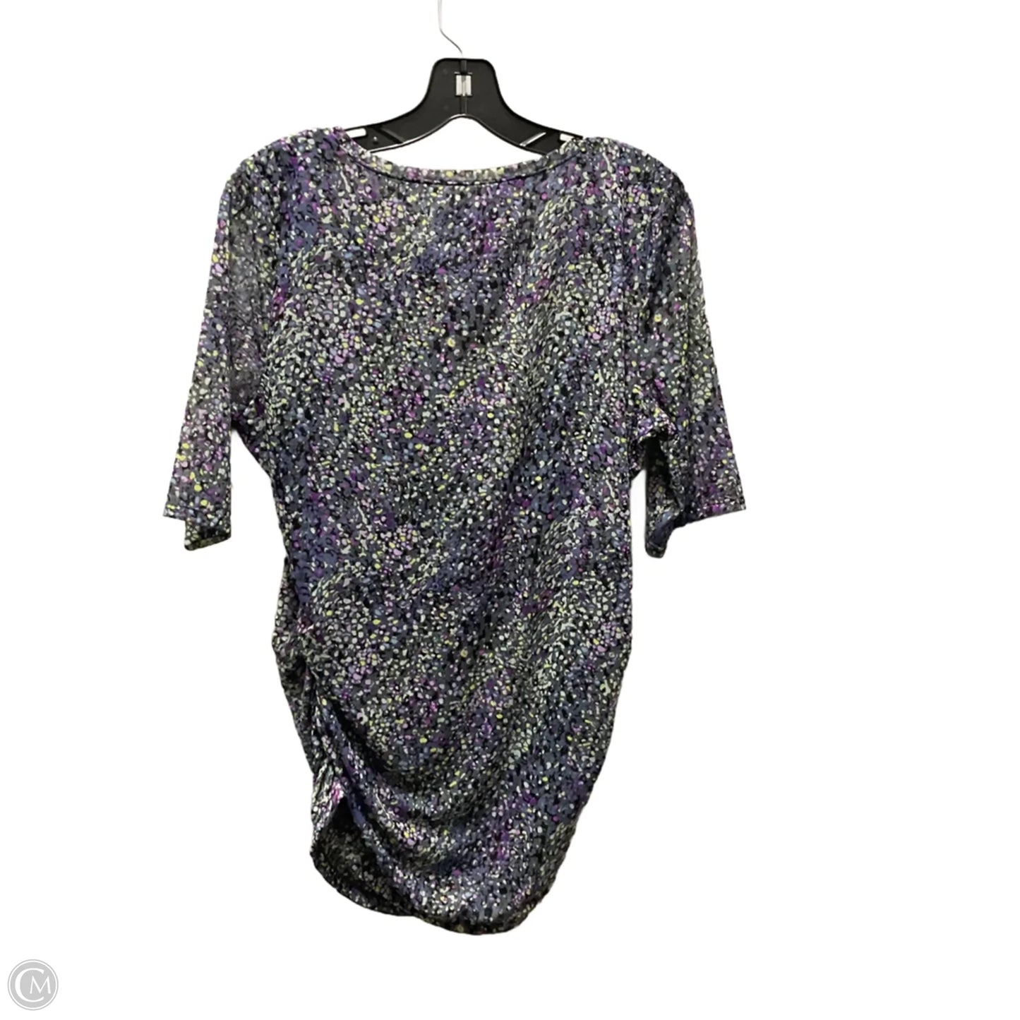 Blouse Short Sleeve By White House Black Market In Green & Purple, Size: L