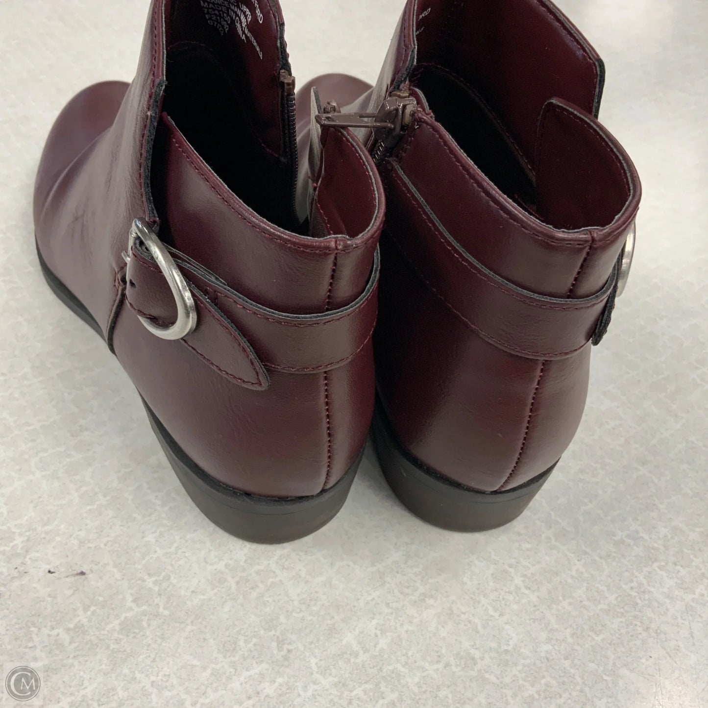 Boots Ankle Flats By St Johns Bay In Maroon, Size: 7.5