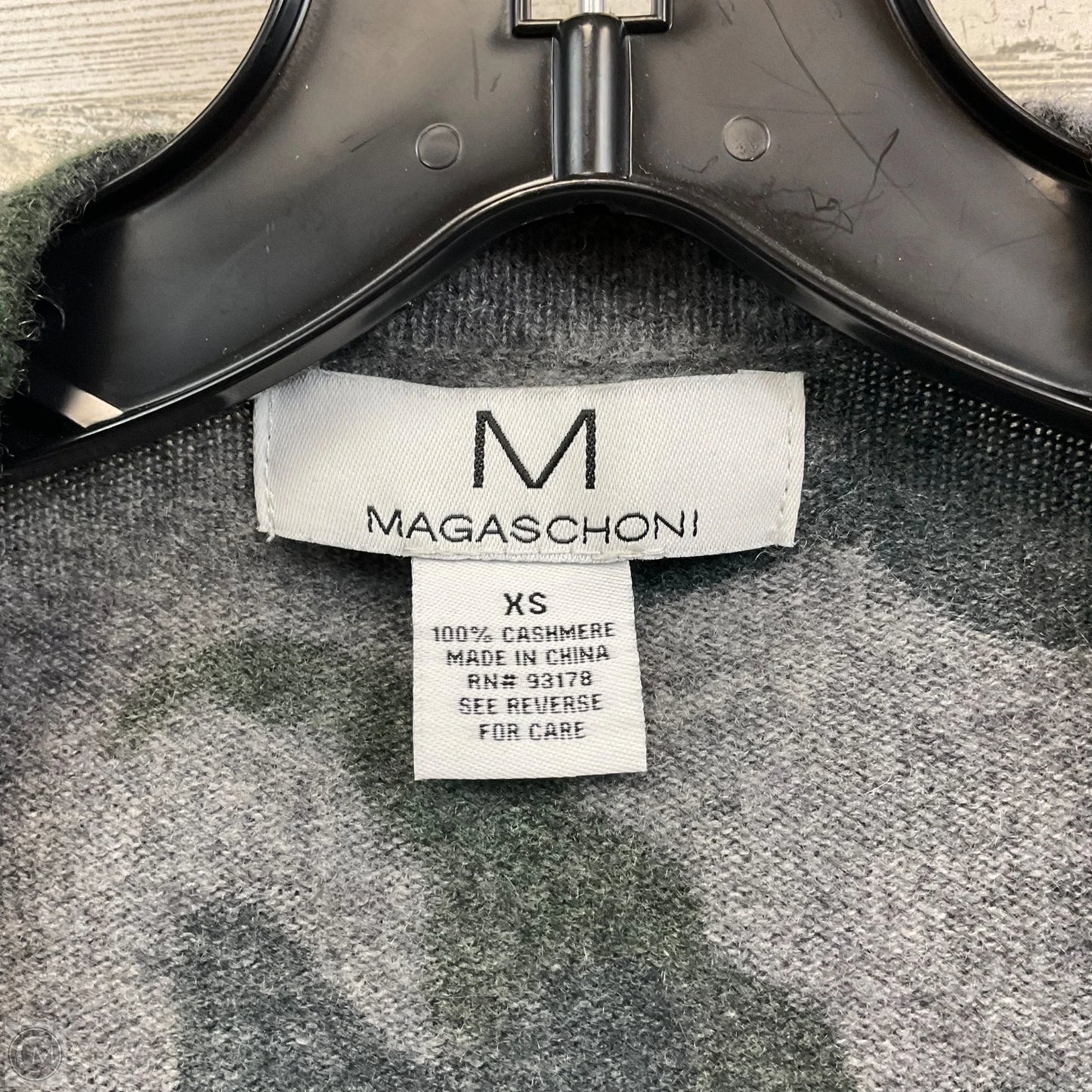 Sweater Cardigan Cashmere By Magaschoni In Green & Grey, Size: Xs