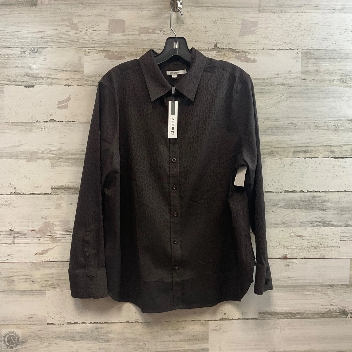 Blouse Long Sleeve By Chicos In Brown, Size: L