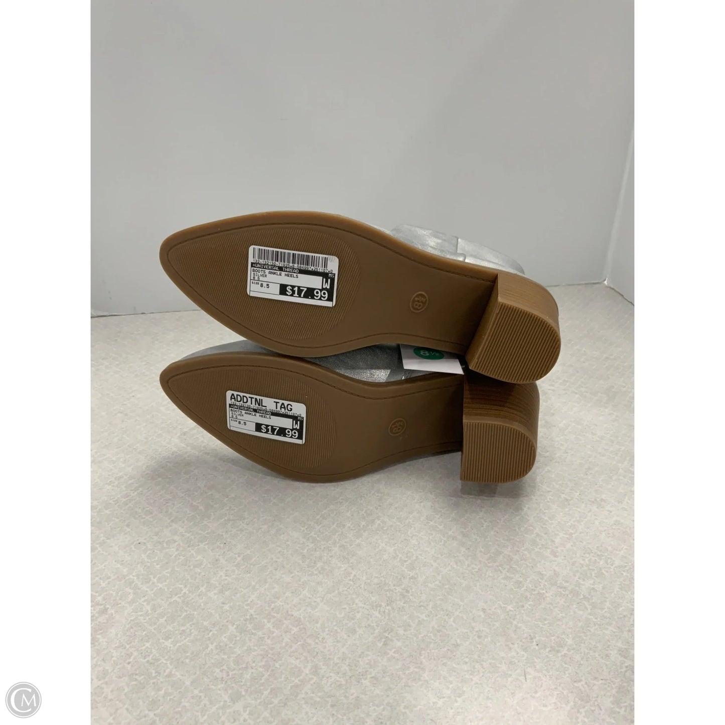 Boots Ankle Heels By Universal Thread In Silver, Size: 8.5