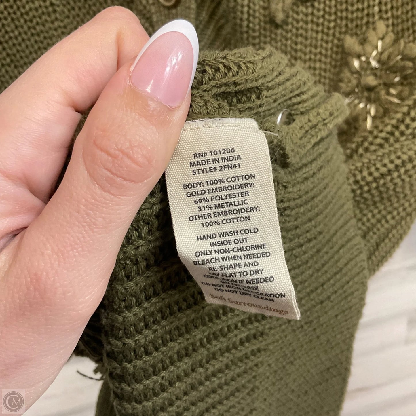 Sweater Cardigan By Soft Surroundings In Green, Size: L