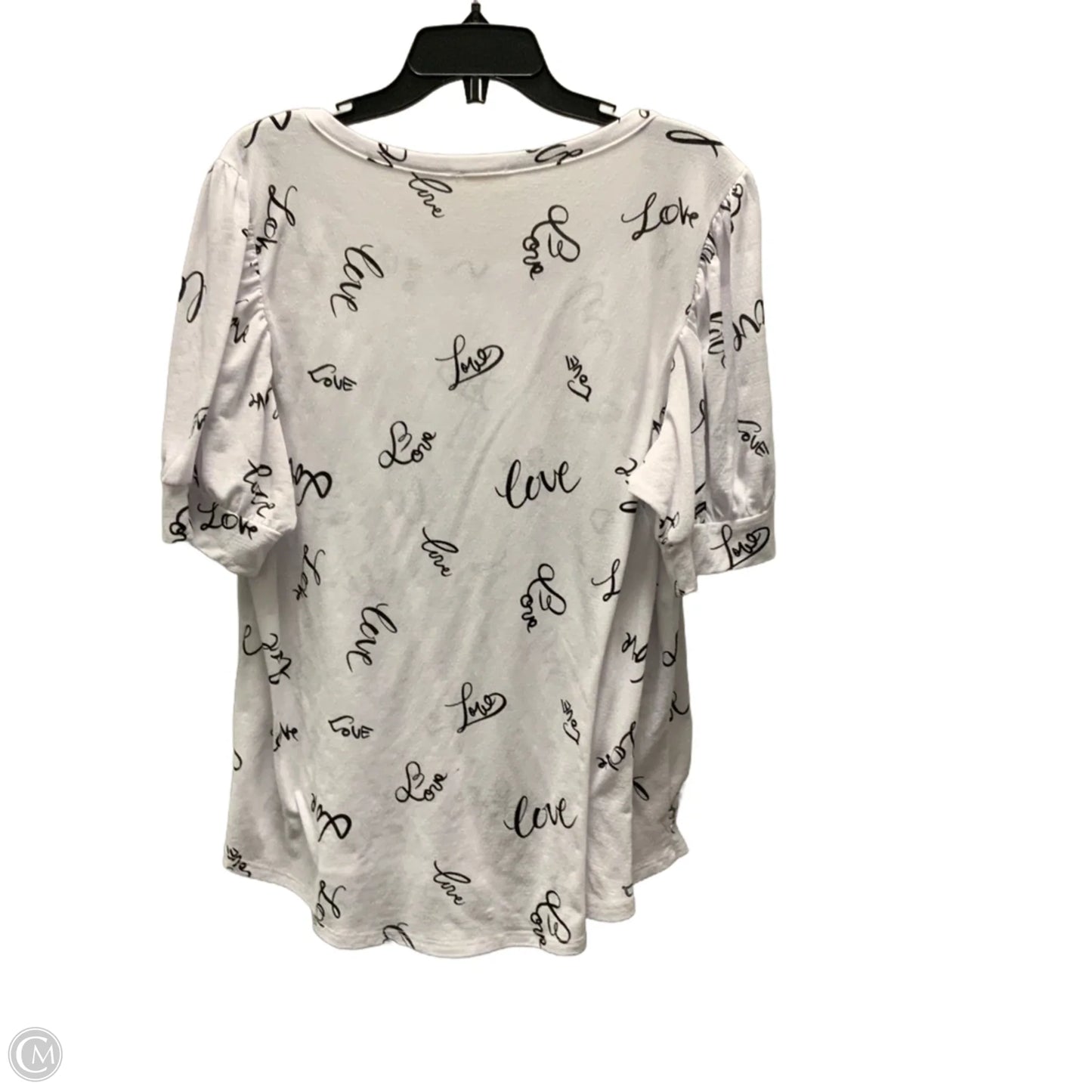 Top Short Sleeve By Kim & Cami In White, Size: 1x