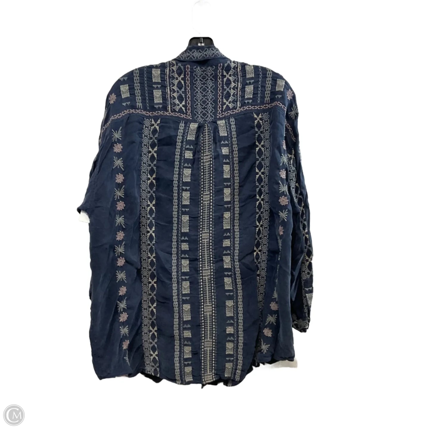 Blouse Long Sleeve By Johnny Was In Blue, Size: L