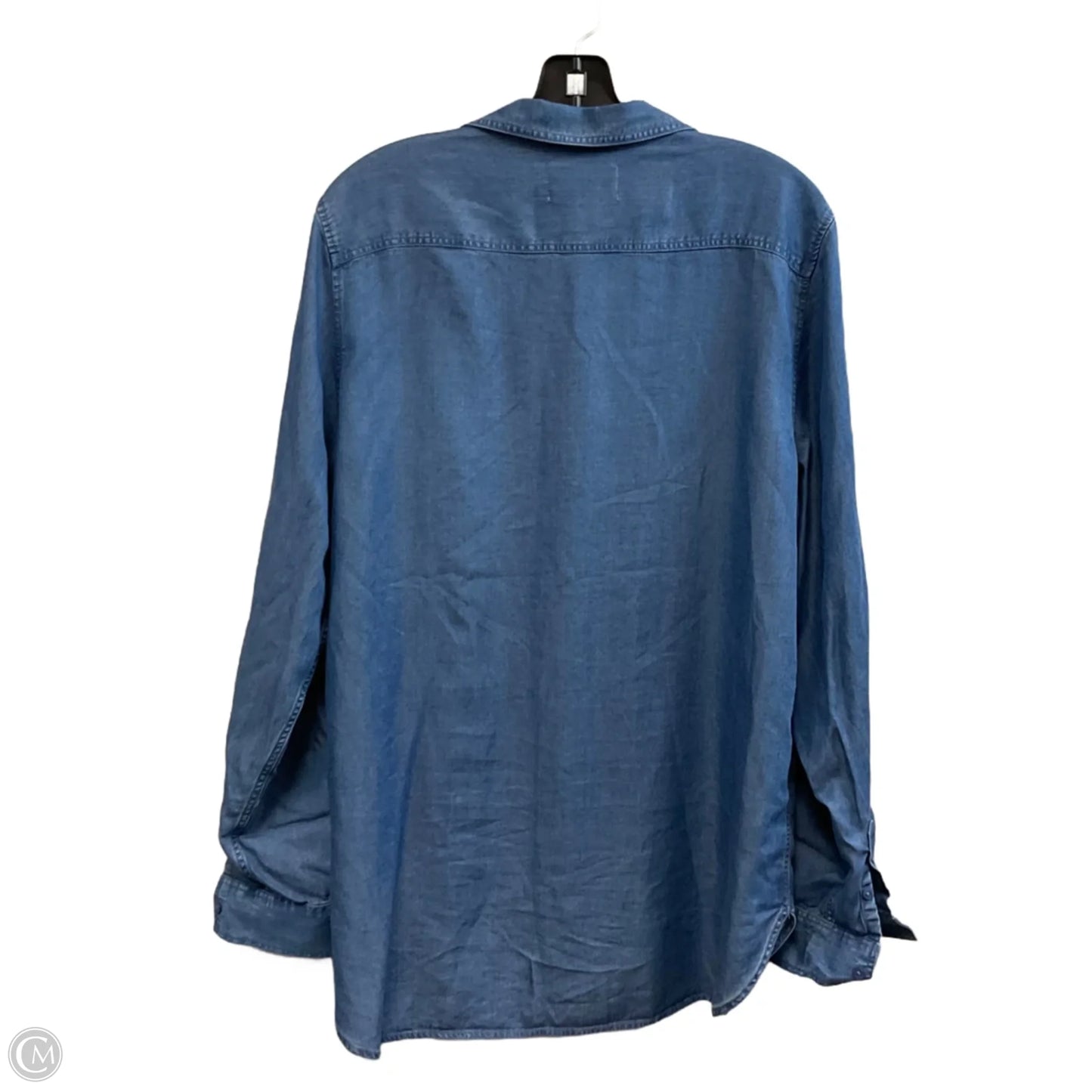 Blouse Long Sleeve By Babaton In Blue Denim, Size: L