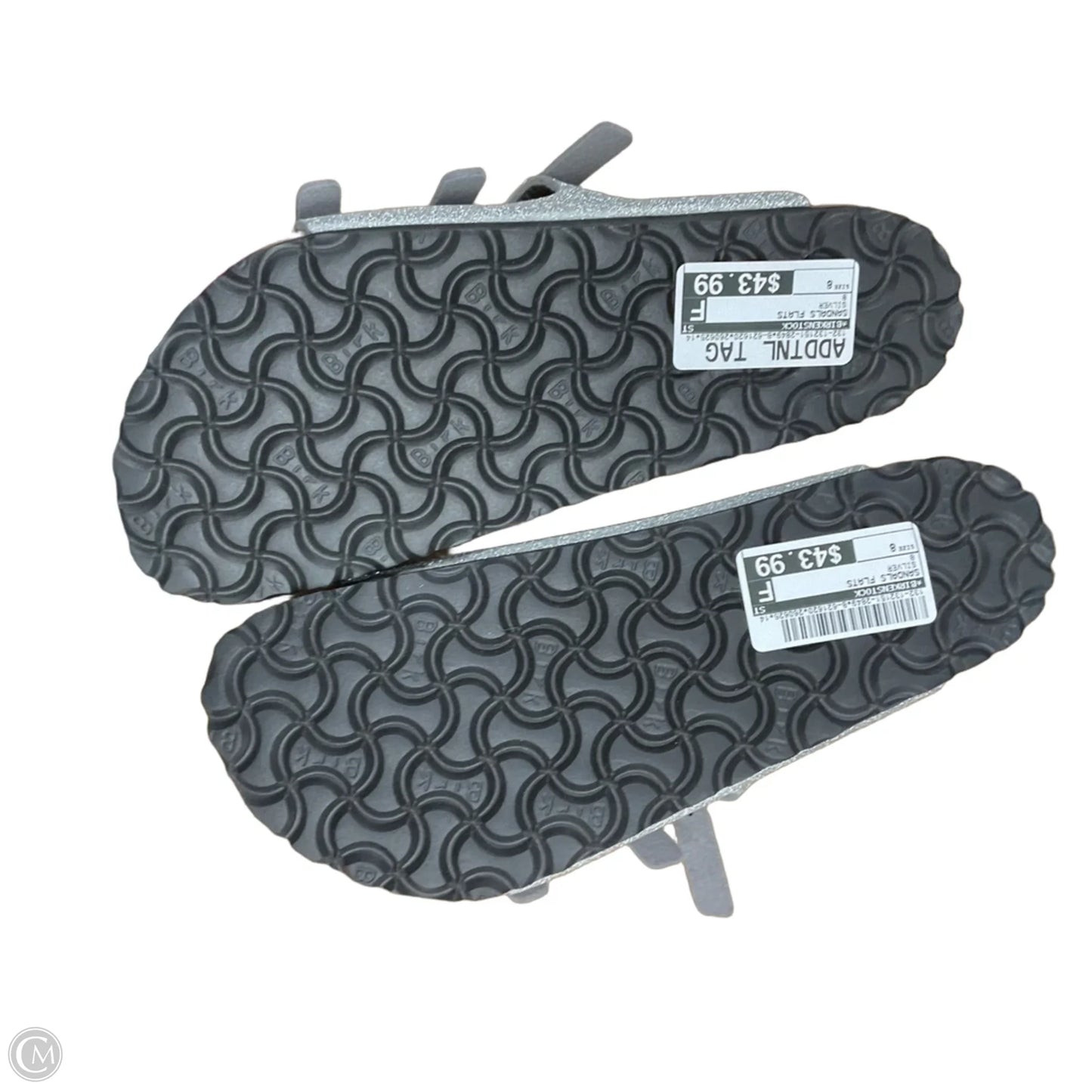 Sandals Flats By Birkenstock In Silver, Size: 8