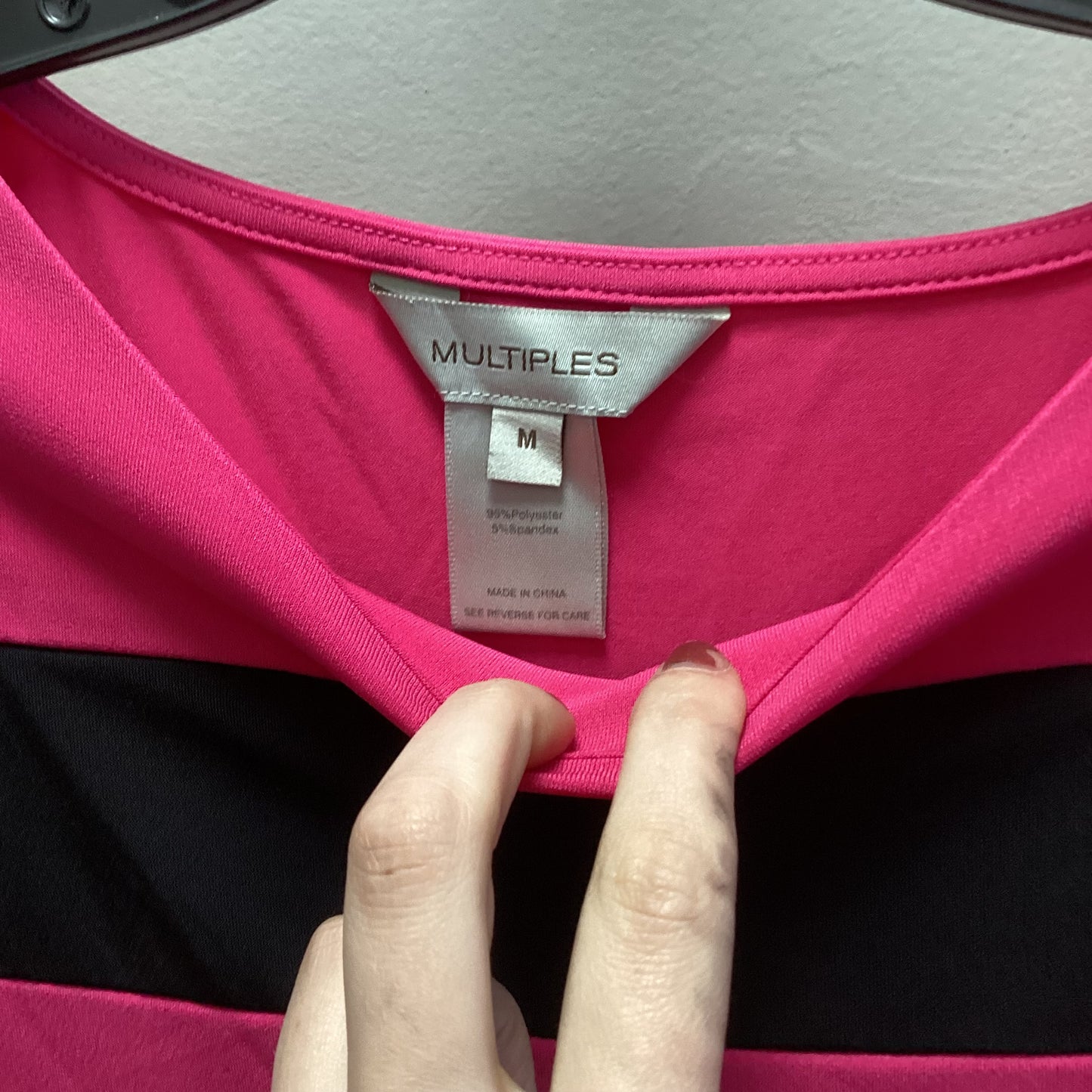 Top 3/4 Sleeve By Multiples In Pink, Size: M